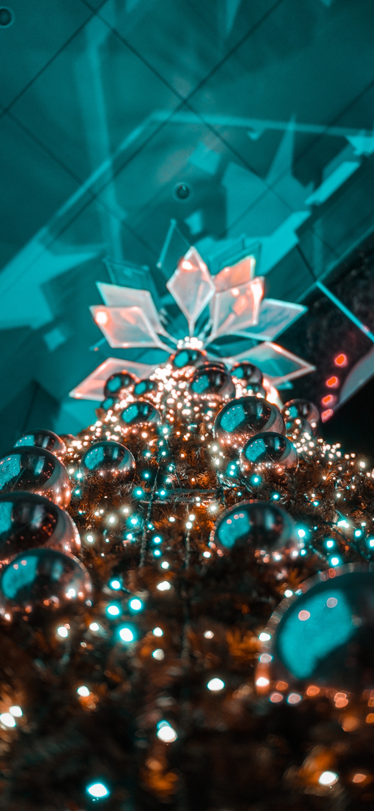 Обои Рождественские украшения, Рождественский день, Новый год, синий, Аква в разрешении 1242x2688