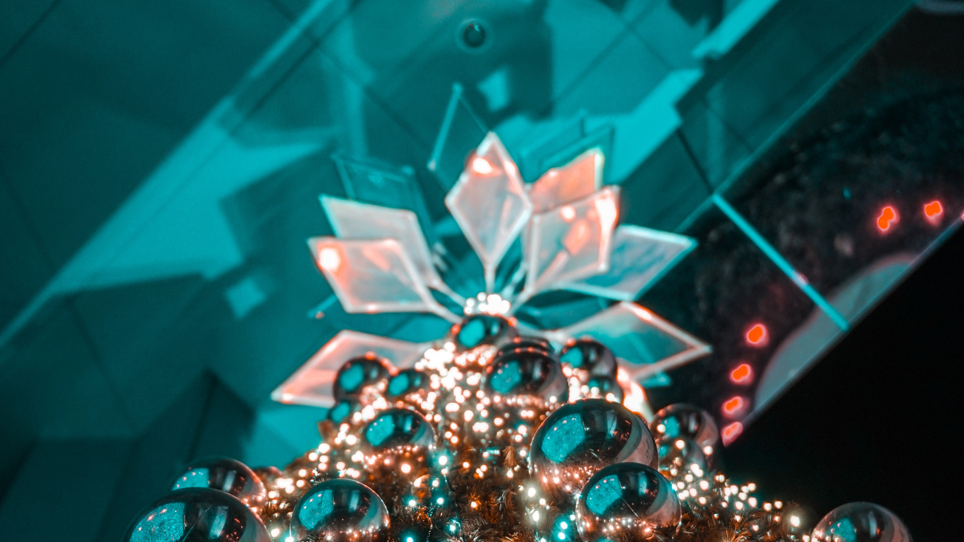 Обои Рождественские украшения, Рождественский день, Новый год, синий, Аква в разрешении 3840x2160