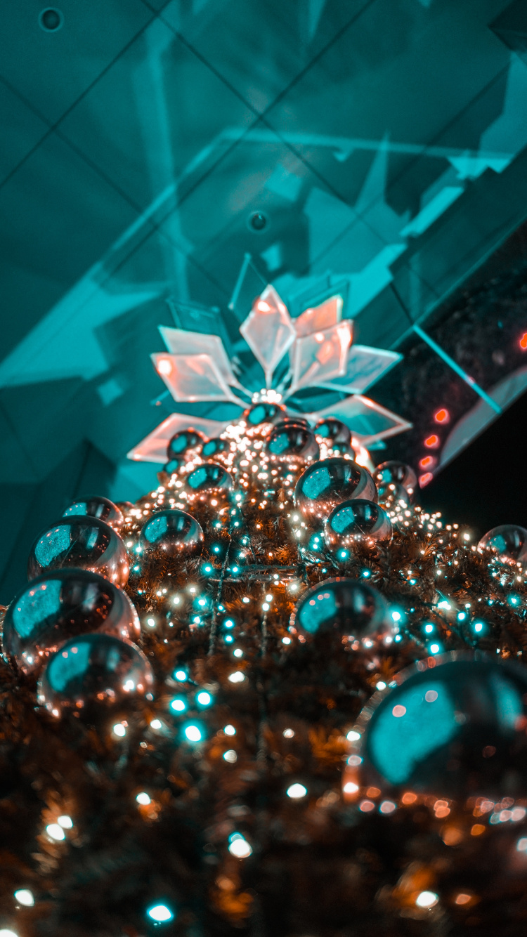 Обои Рождественские украшения, Рождественский день, Новый год, синий, Аква в разрешении 750x1334