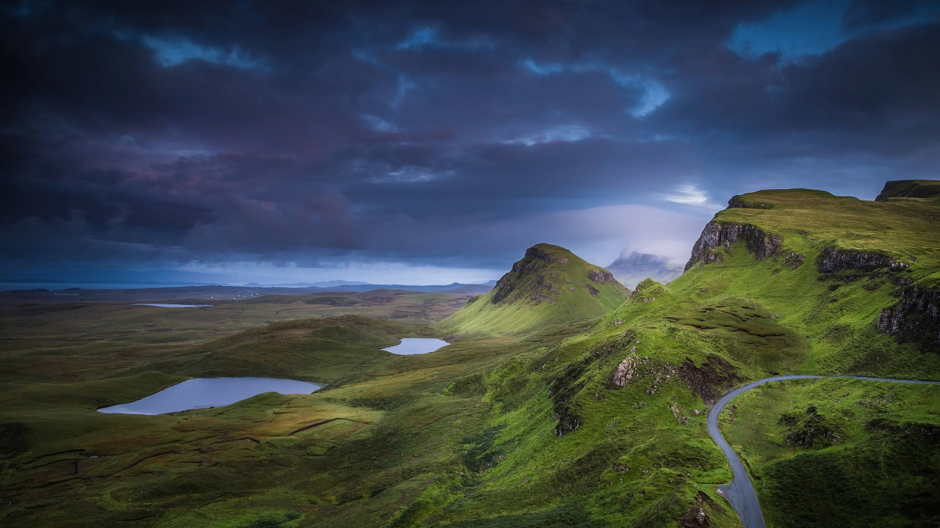 Обои природа, сенокосное угодье, нагорье, атмосфера, Горы и холмы Шотландии в разрешении 1920x1080