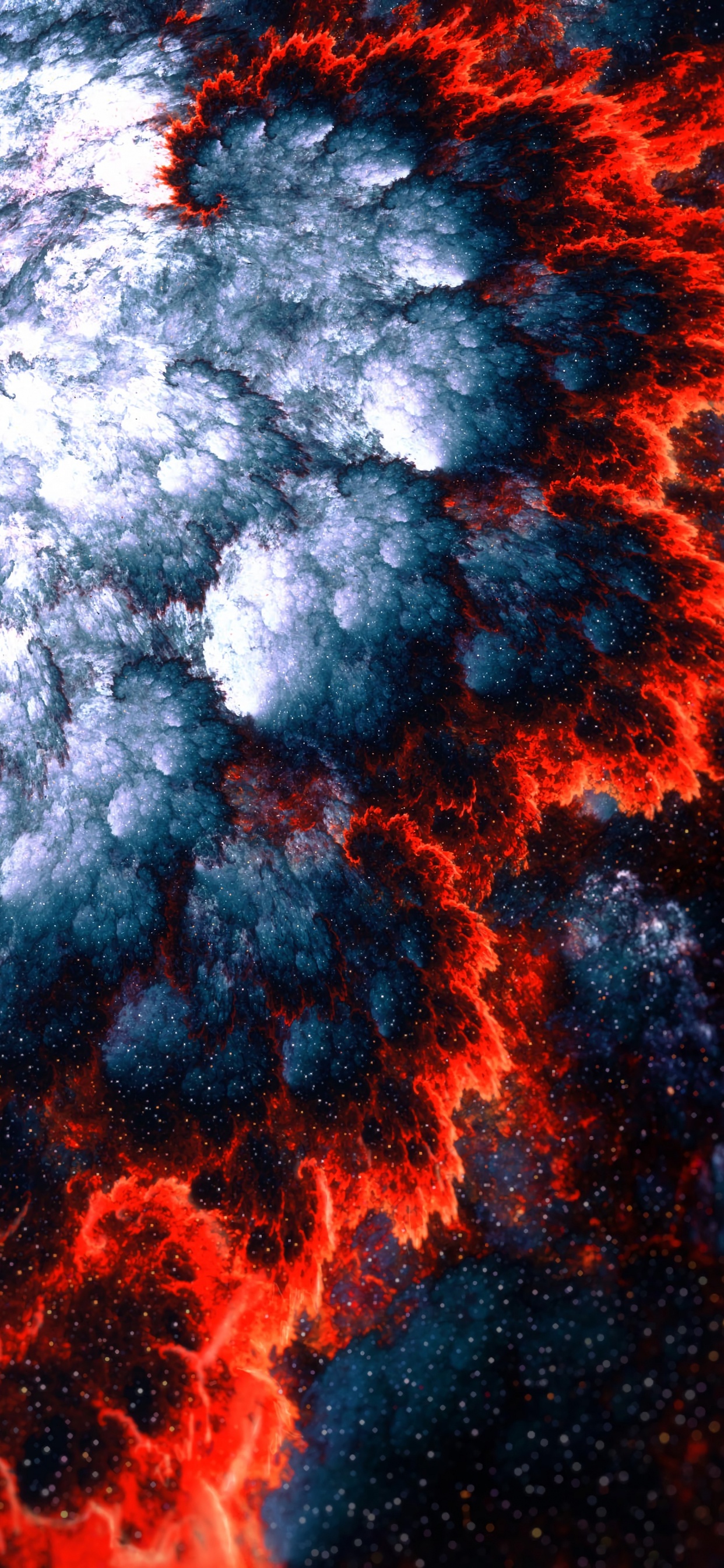 Обои фрактал, красный цвет, атмосфера, космос, фрактальное искусство в разрешении 1242x2688