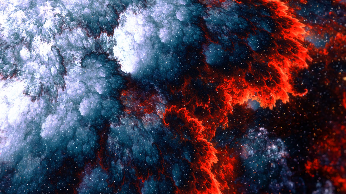 Обои фрактал, красный цвет, атмосфера, космос, фрактальное искусство в разрешении 1366x768