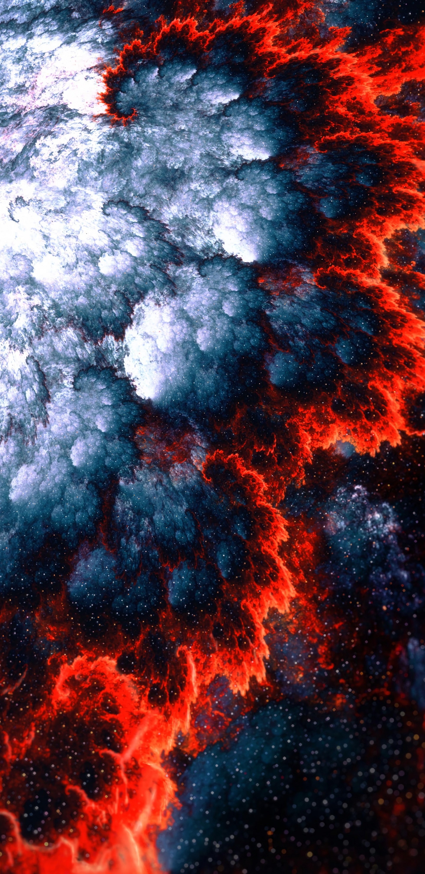 Обои фрактал, красный цвет, атмосфера, космос, фрактальное искусство в разрешении 1440x2960