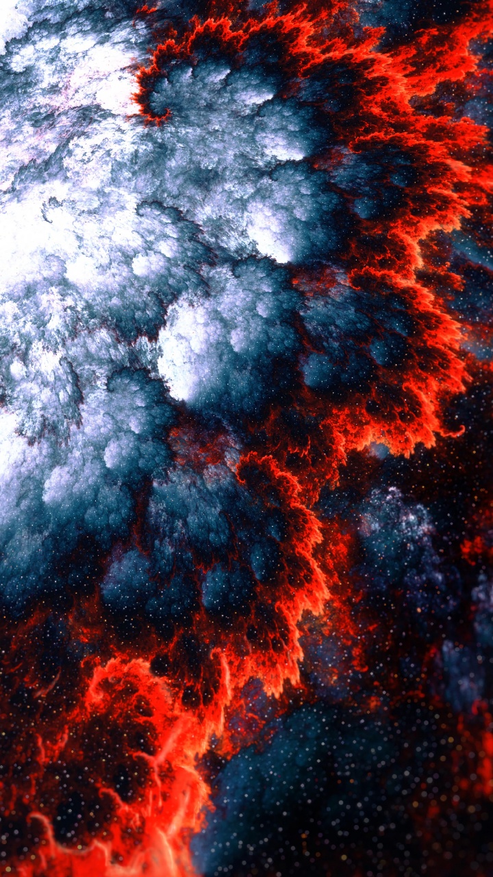 Обои фрактал, красный цвет, атмосфера, космос, фрактальное искусство в разрешении 720x1280