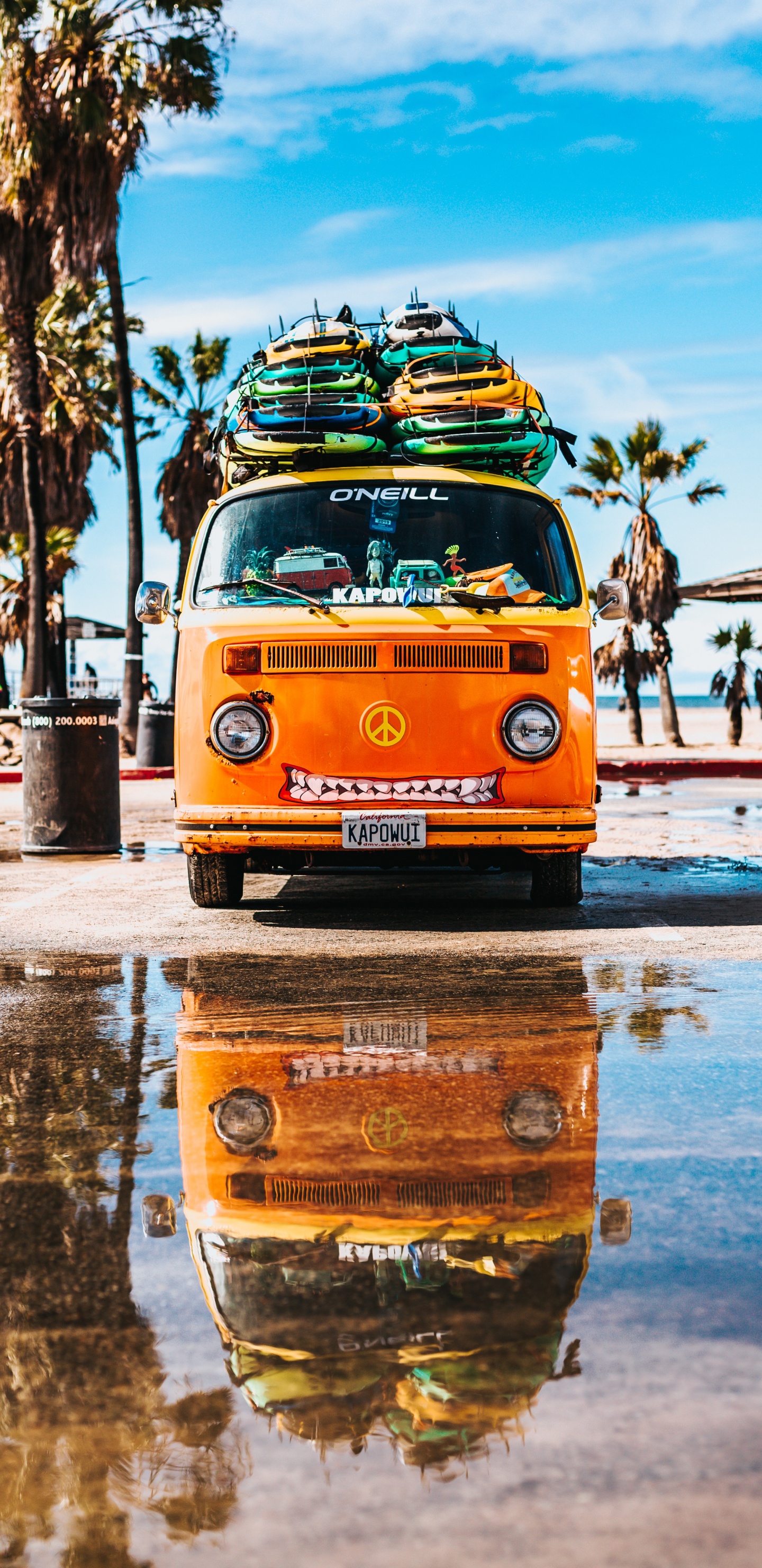 Обои фургон, volkswagen type 2, легковые автомобили, серфинг, жизнь в фургоне в разрешении 1440x2960