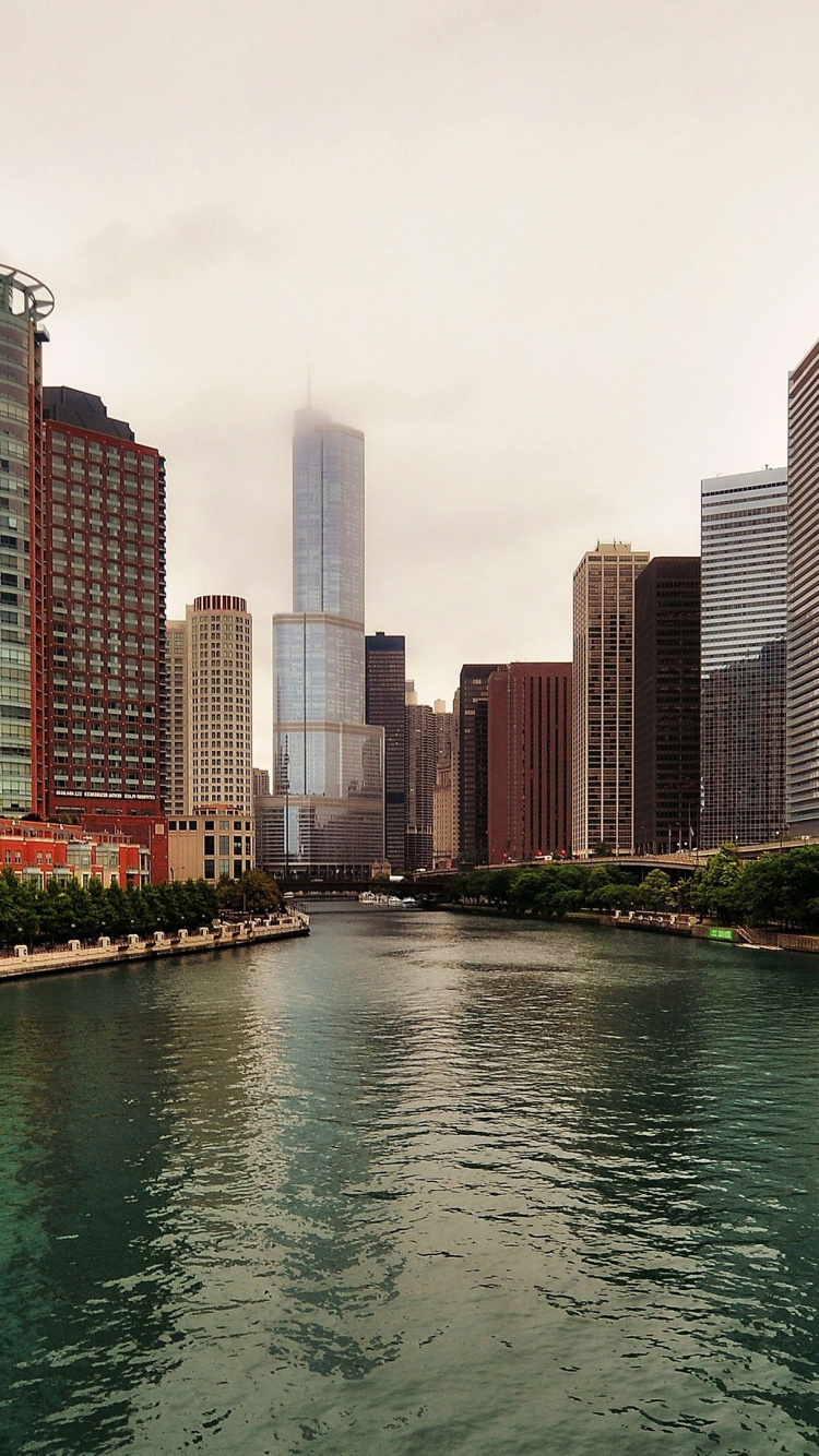 Обои город, городской пейзаж, небоскреб, городской район, линия горизонта в разрешении 750x1334