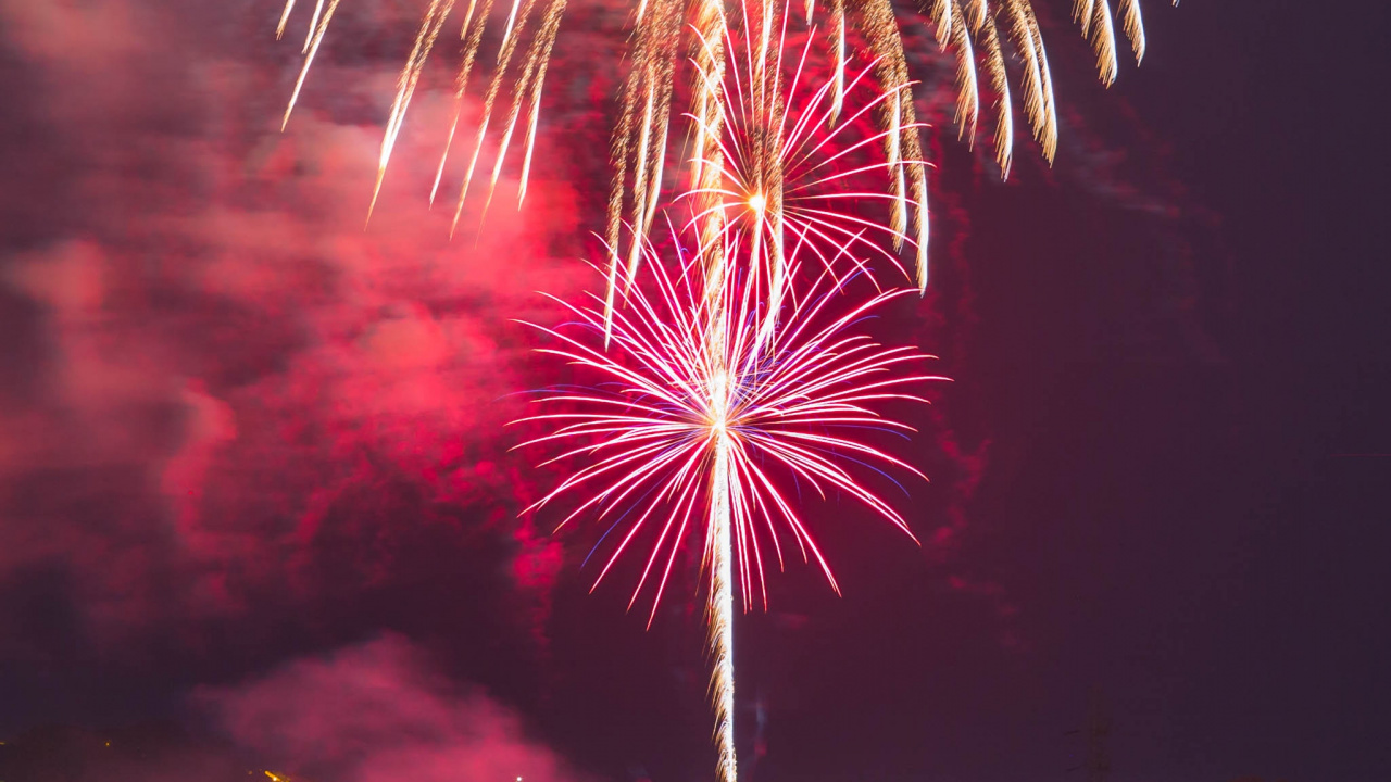 Обои вечеринка, салют, день нового года, ночь, событие в разрешении 1280x720