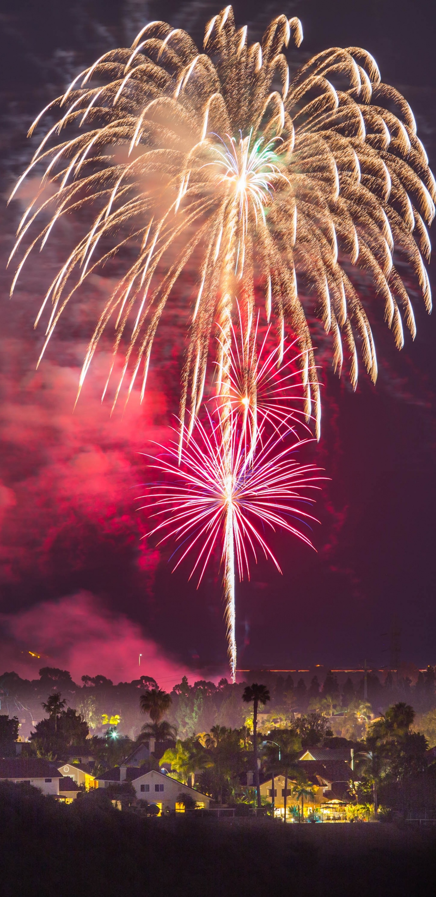 Обои вечеринка, салют, день нового года, ночь, событие в разрешении 1440x2960