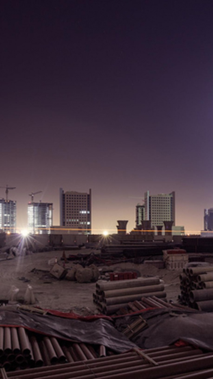 Обои городской пейзаж, небоскреб, архитектура, ночь, горизонт в разрешении 720x1280