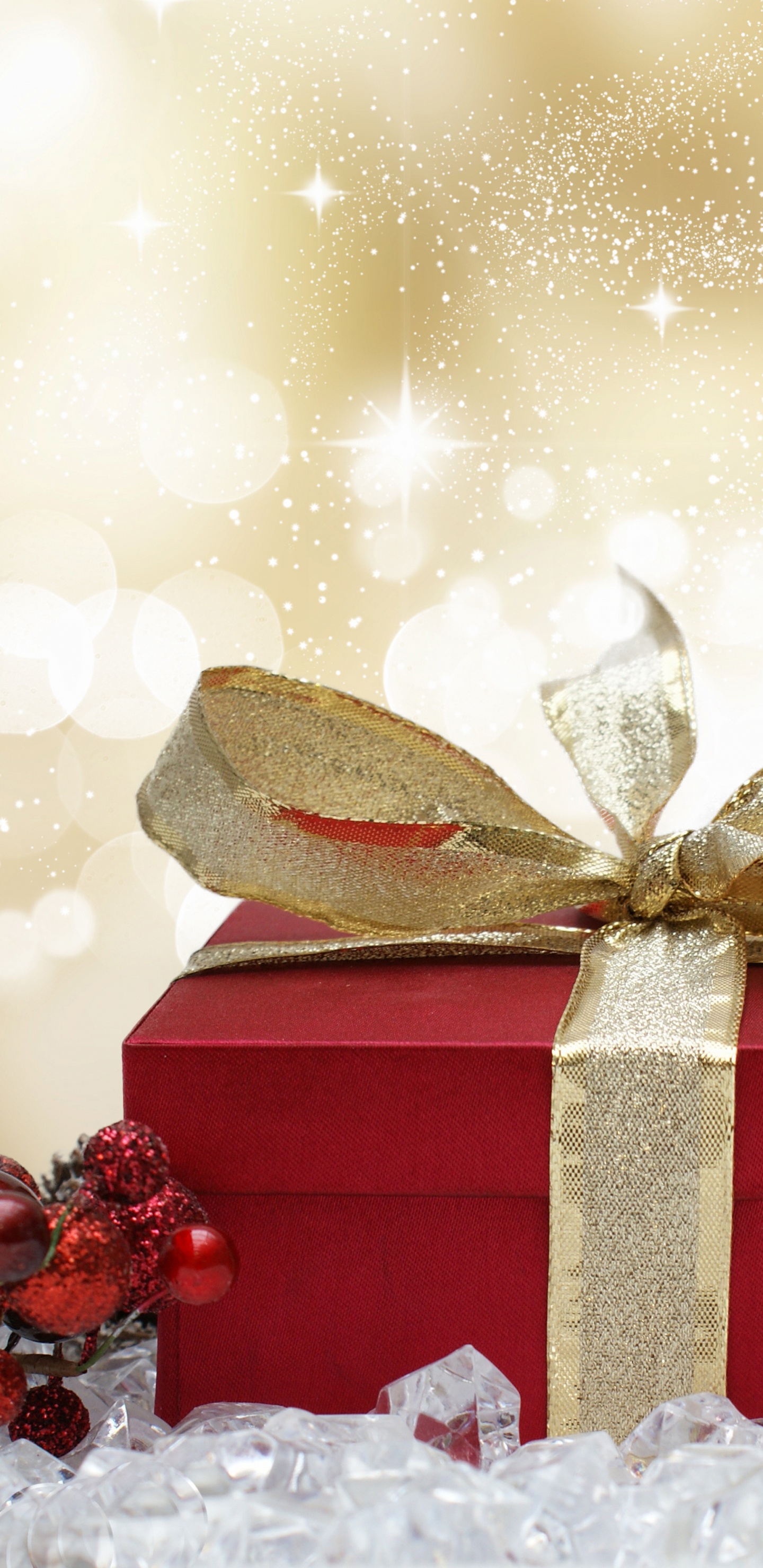 Обои Рождественский день, настоящее время, Рождественские украшения, лента, Сочельник в разрешении 1440x2960