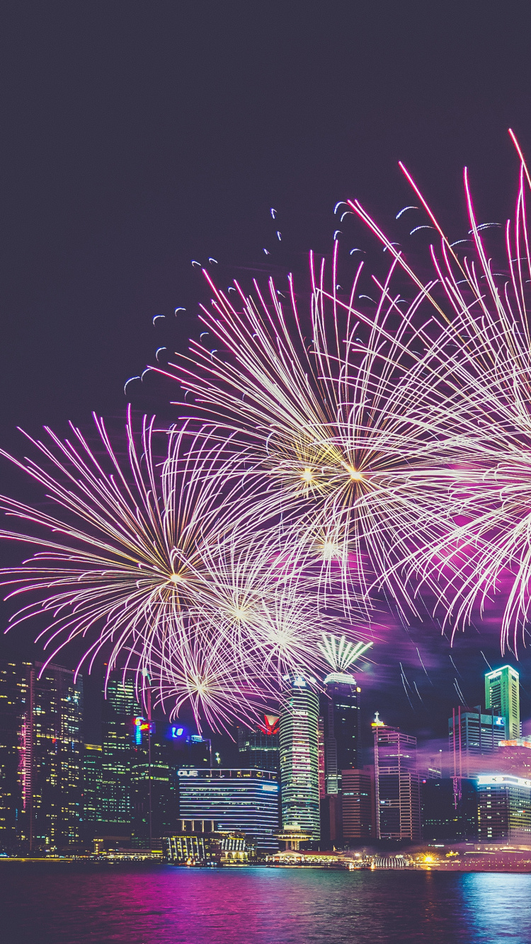 Обои салют, День независимости, день нового года, ночь, ориентир в разрешении 750x1334