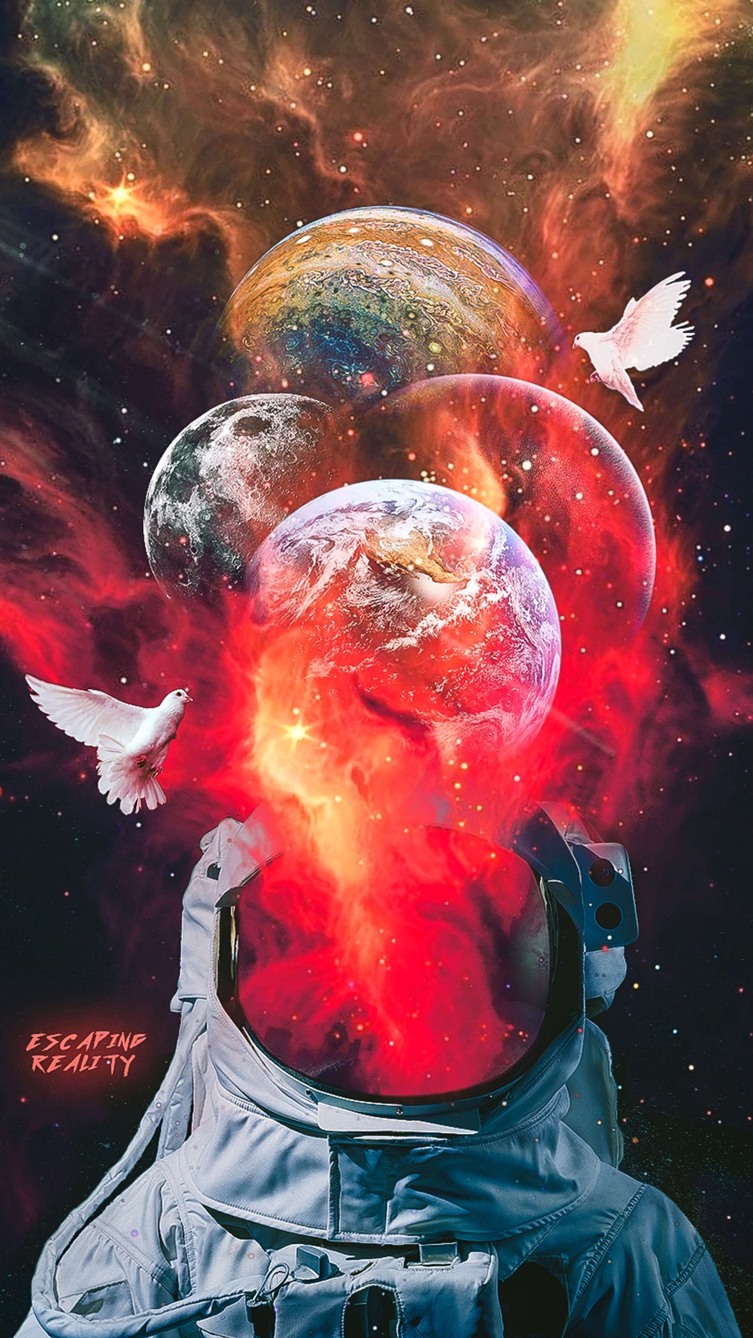 Обои мир, астрономический объект, арт, красный цвет, жидкий в разрешении 1080x1920