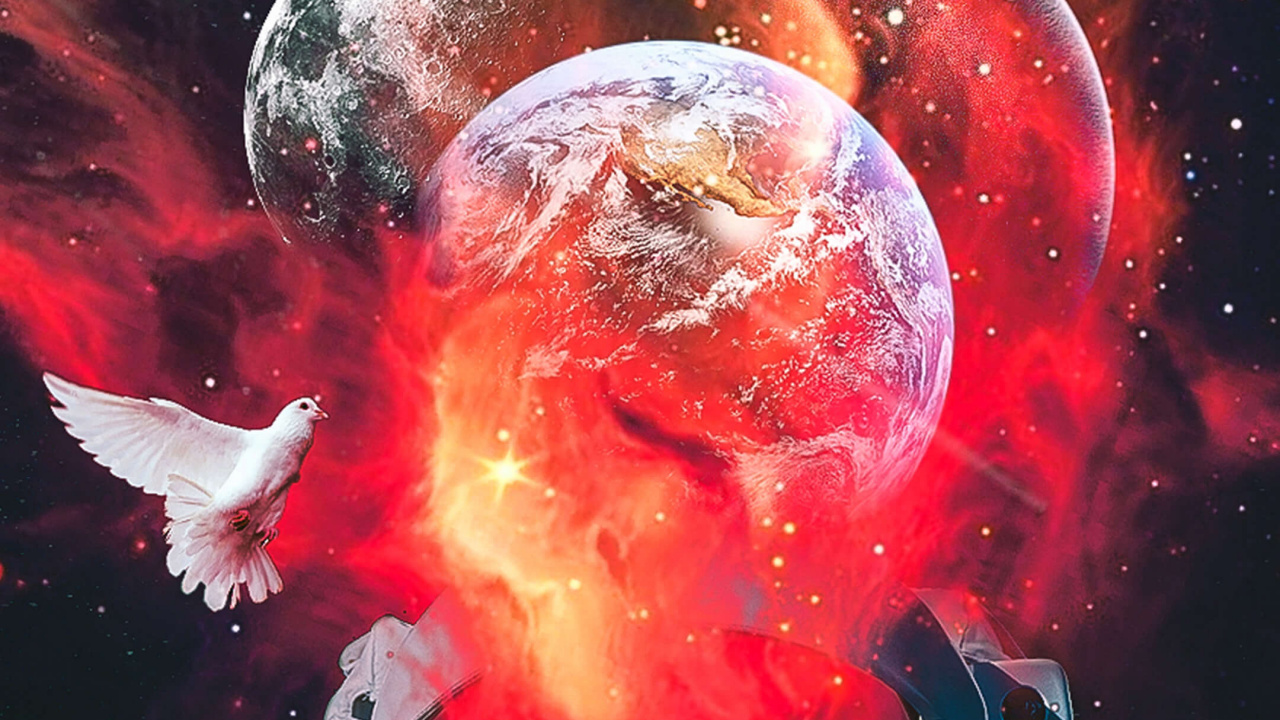 Обои мир, астрономический объект, арт, красный цвет, жидкий в разрешении 1280x720