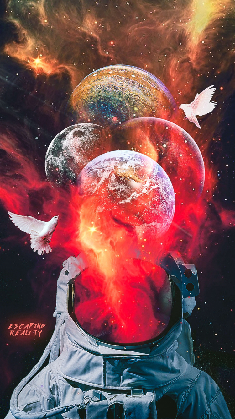 Обои мир, астрономический объект, арт, красный цвет, жидкий в разрешении 750x1334