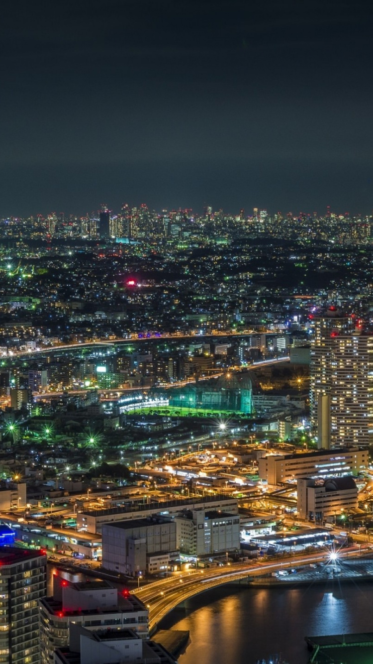 Обои ночь, городской пейзаж, город, городской район, метрополия в разрешении 750x1334