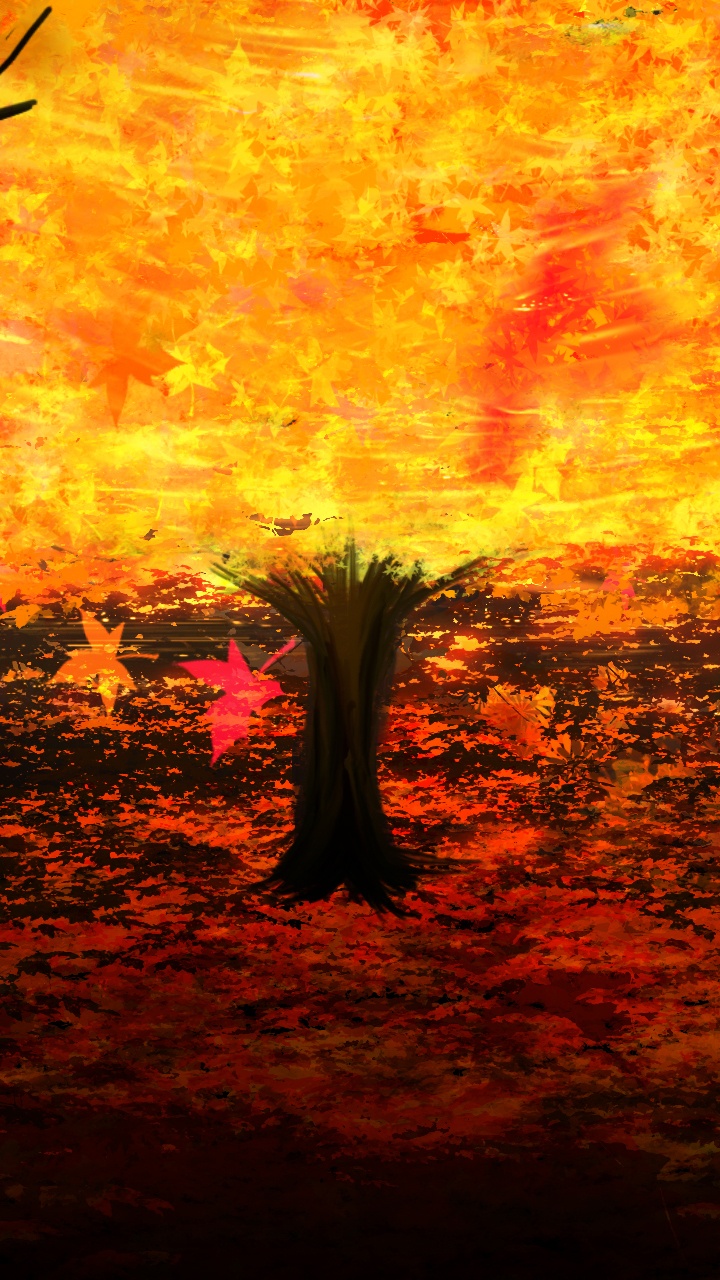 Обои арт, живопись, пейзажная живопись, природа, послесвечение в разрешении 720x1280