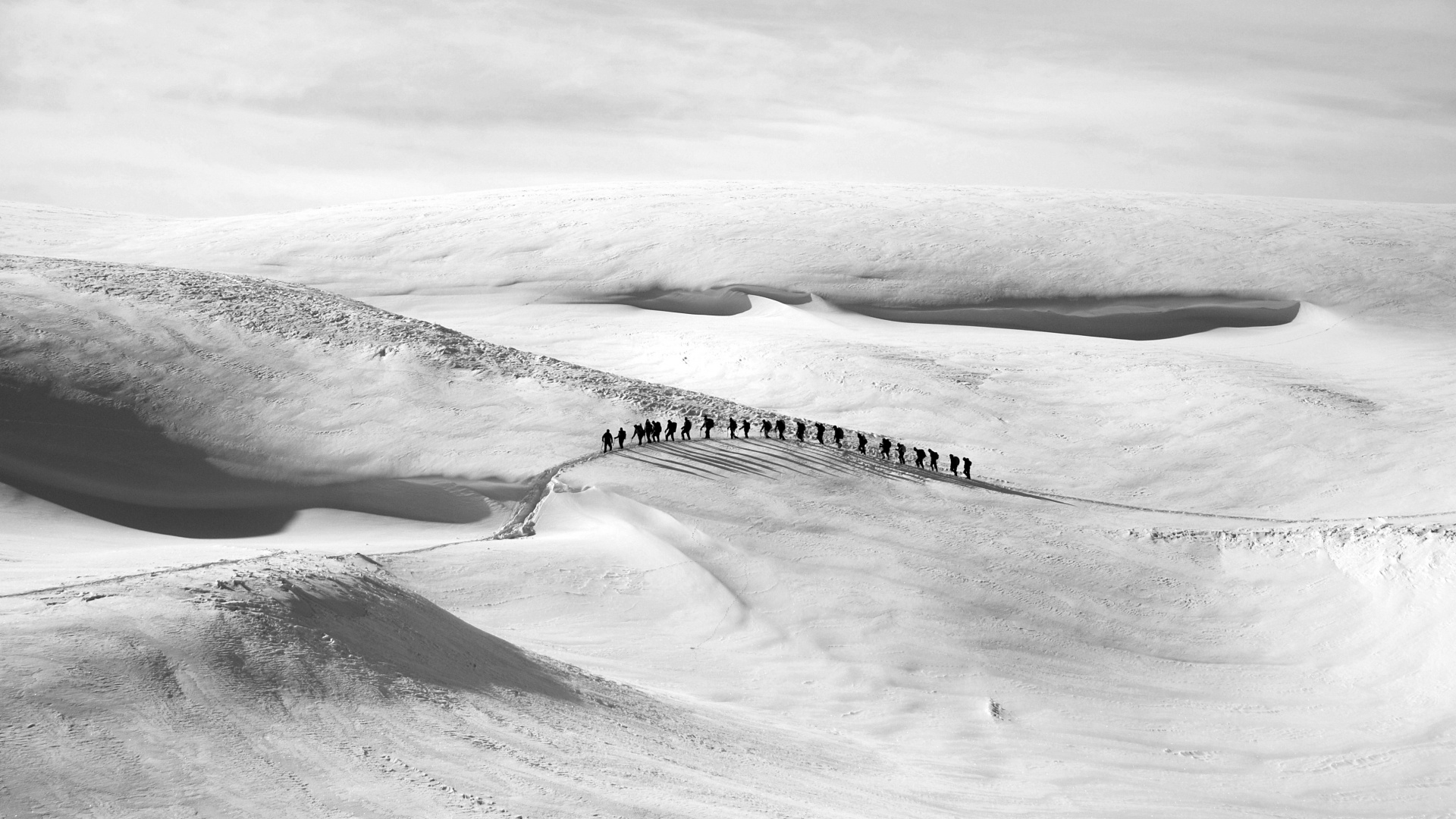 Обои снег, белые, монохромный, замораживание, промышленность в разрешении 1920x1080