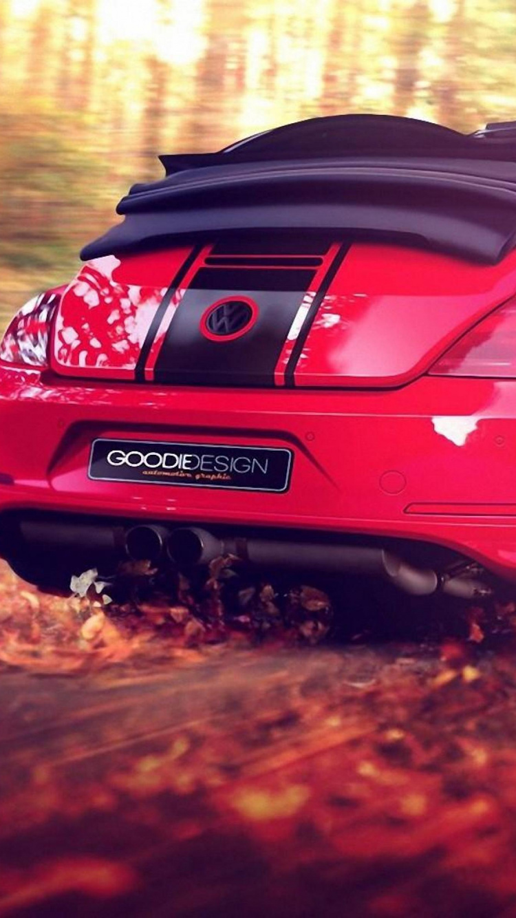 Обои Фольксваген новый жук, Фольксваген, авто, Кабриолет, красный цвет в разрешении 750x1334