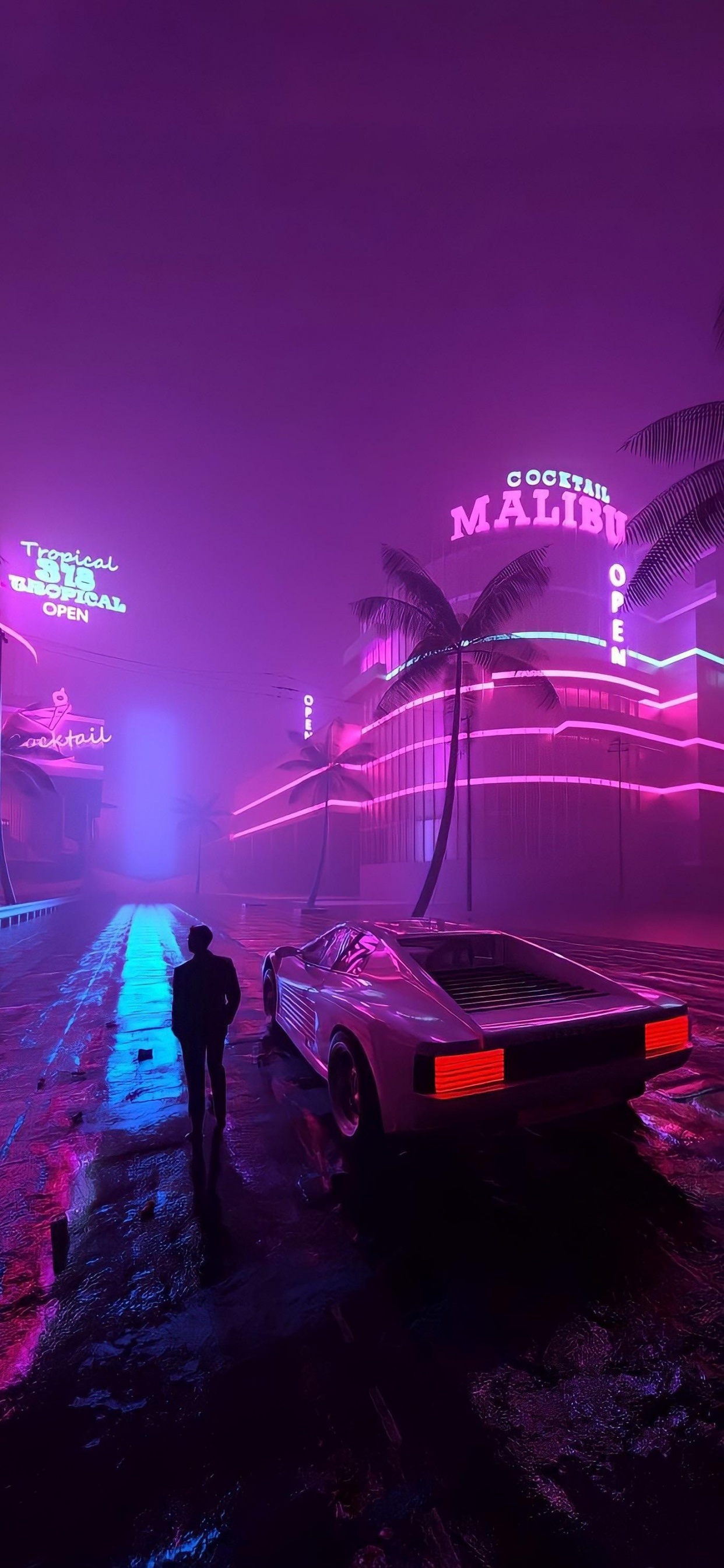 Обои Retrowave, gta vice city, Гранд Кражи Автоматический Трилогии, grand theft auto v, мод для видеоигр в разрешении 1242x2688