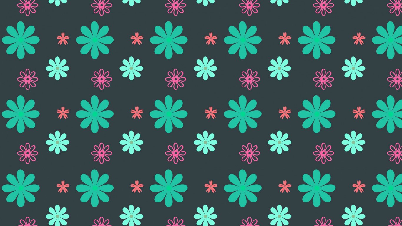 Обои текстура, зеленый, узор, розовый, дизайн в разрешении 1366x768