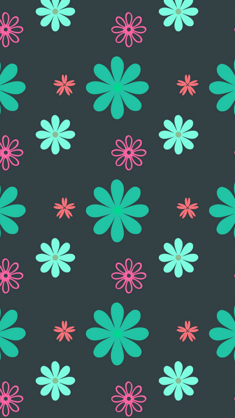 Обои текстура, зеленый, узор, розовый, дизайн в разрешении 750x1334