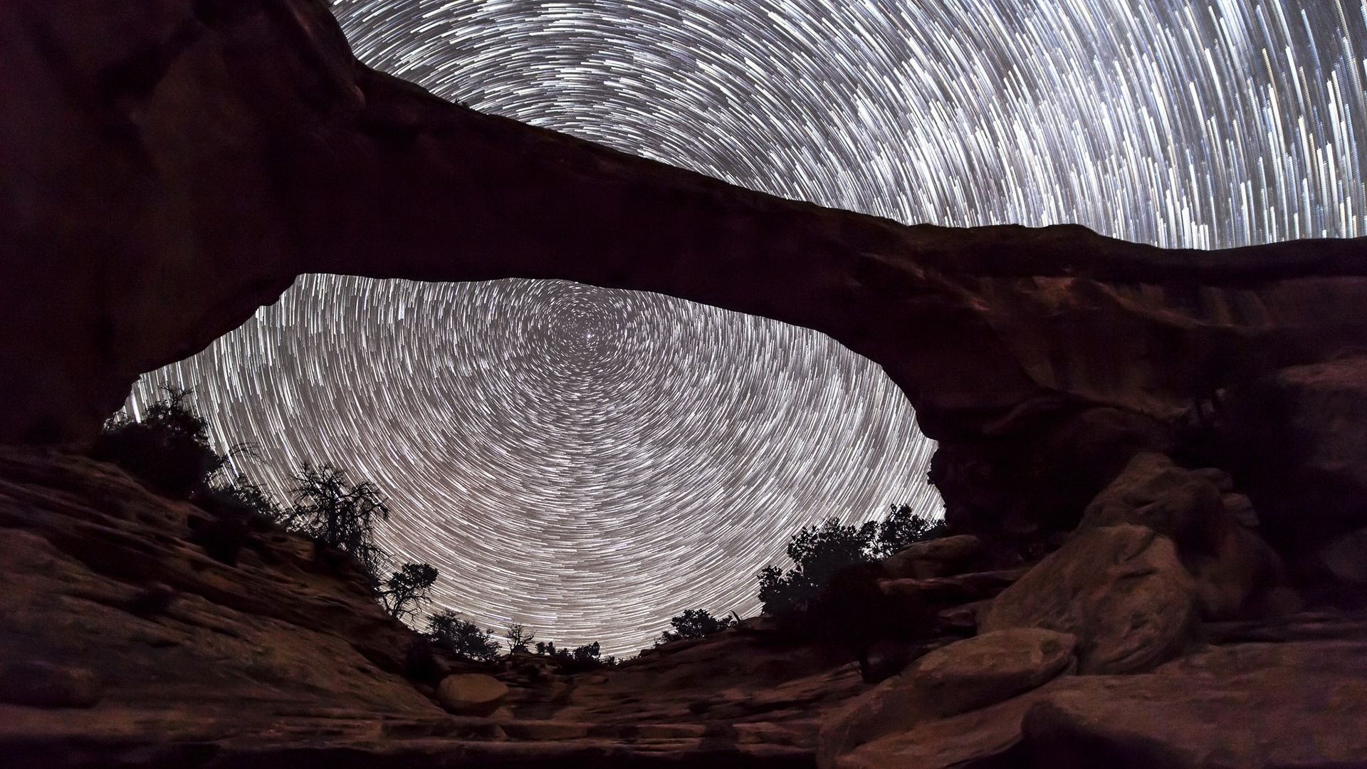 Обои ночь, естественная арка, служба национальных парков, национальный парк каньонлендс, небо в разрешении 1920x1080