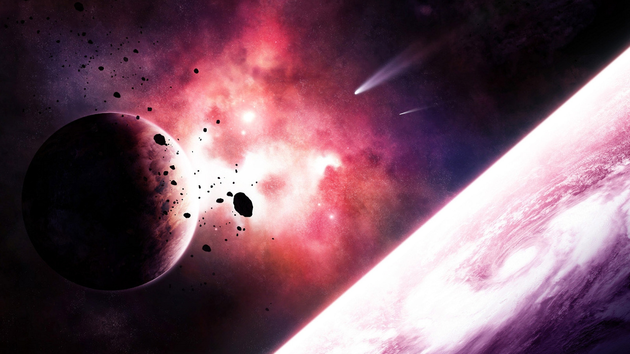 Обои космическое пространство, астрономический объект, атмосфера, космос, метеоритный дождь в разрешении 1280x720