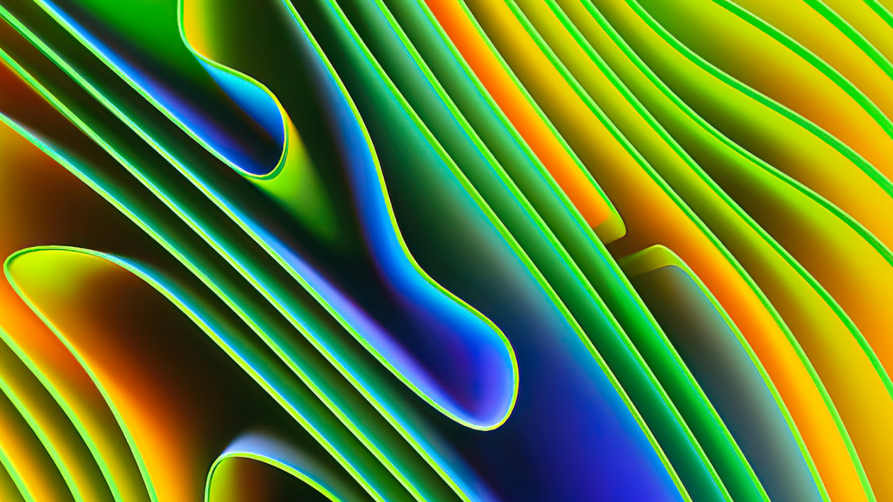 Обои Апельсин, фрактальное искусство, красочность, зеленый, арт в разрешении 1280x720