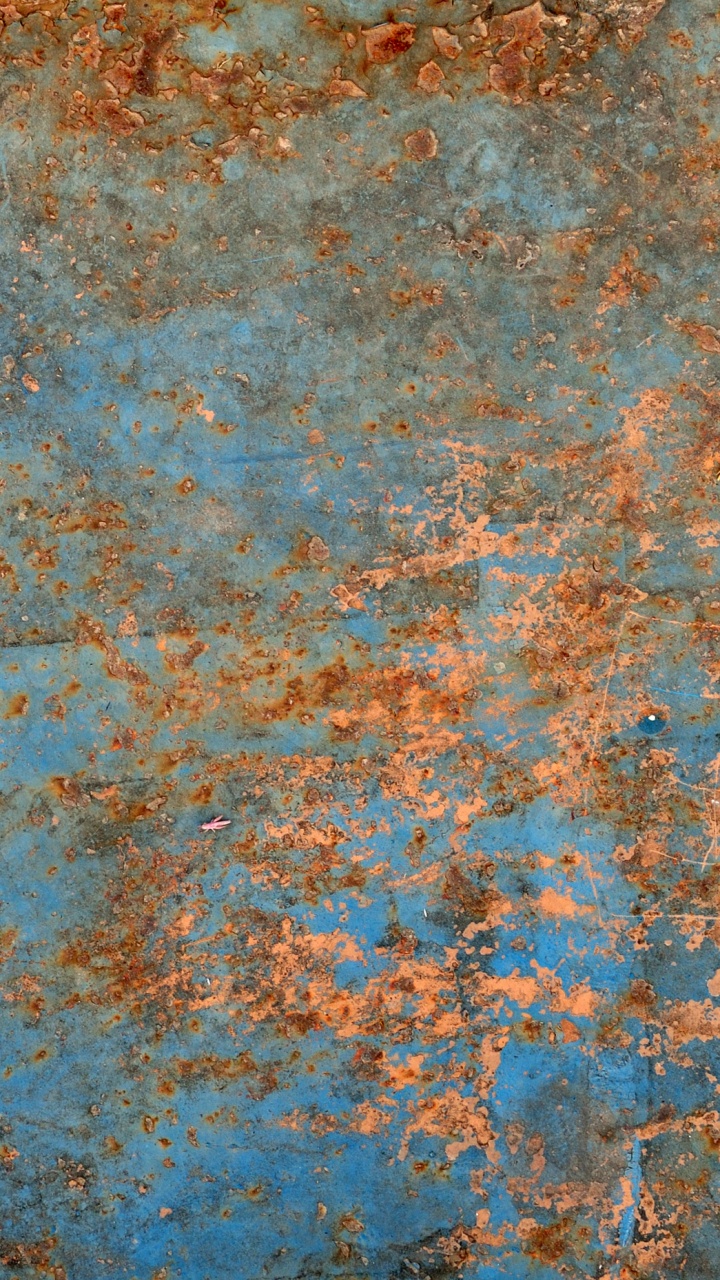 Обои ржавчина, синий, узор, металл, свет в разрешении 720x1280