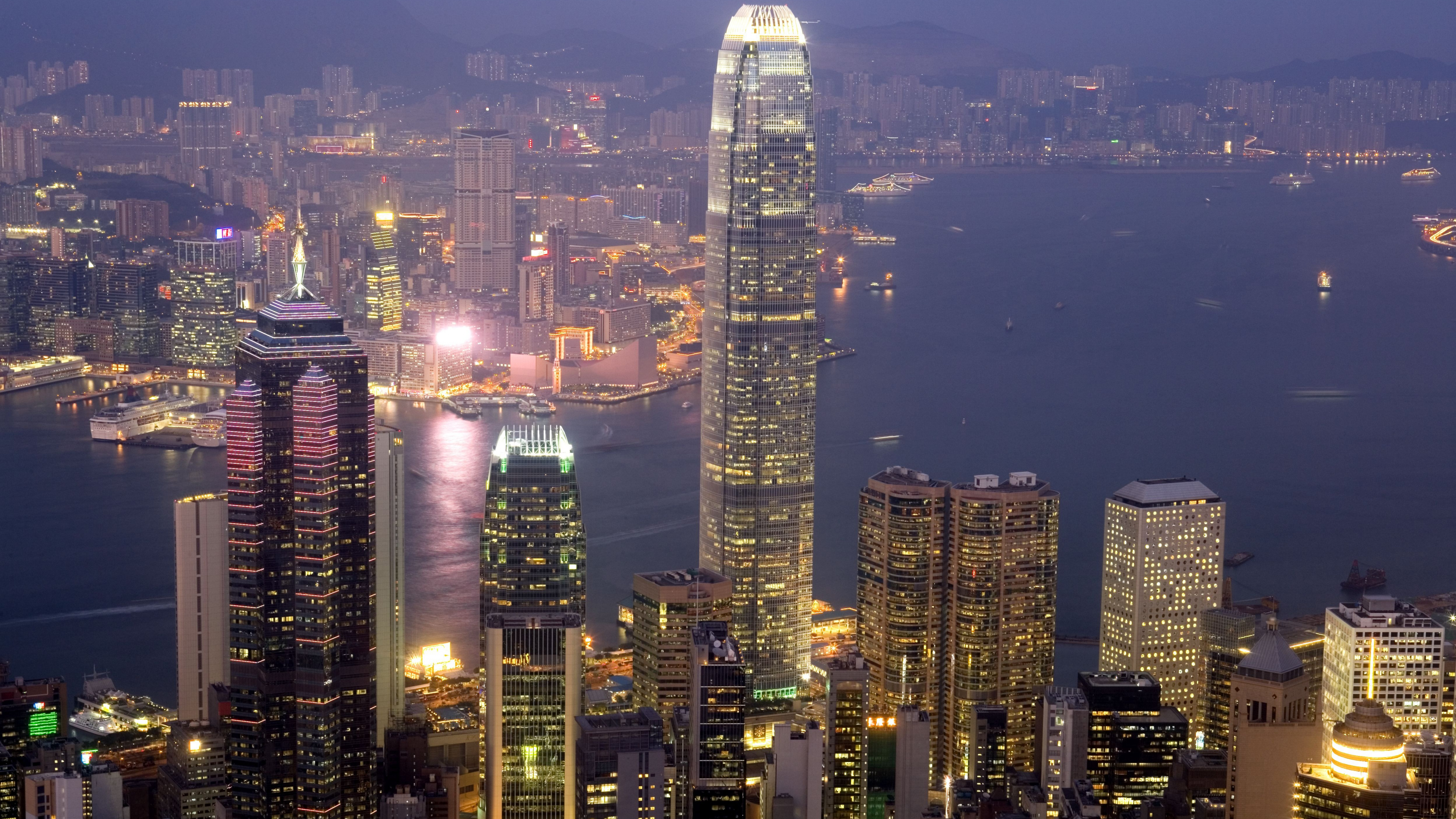 Обои Гонконг, город, городской пейзаж, городской район, метрополия в разрешении 3840x2160