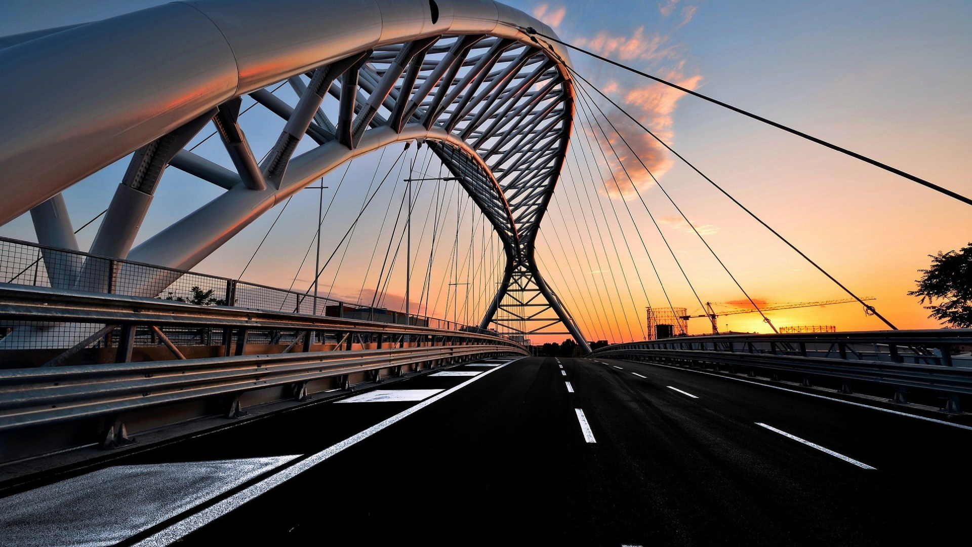 Обои мост, вантовый мост, архитектура, инфраструктура, дорога в разрешении 1920x1080