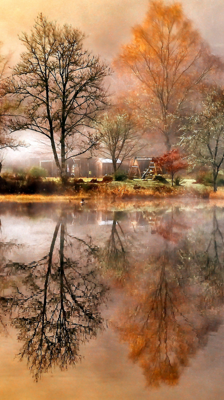 Обои живопись, акварельная живопись, пейзажная живопись, арт, реализм в разрешении 750x1334
