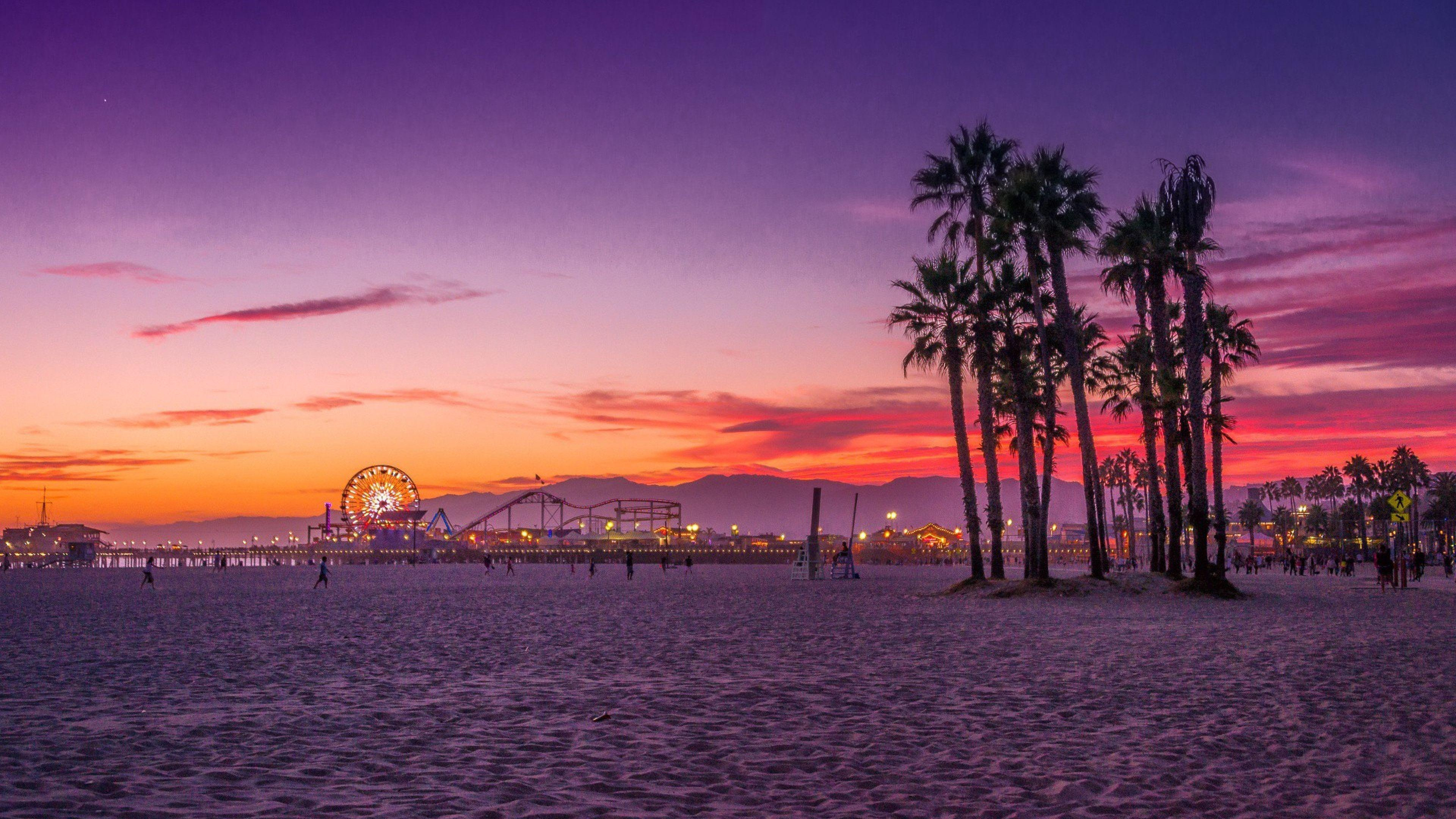 Обои Лос-Анджелес, послесвечение, закат, горизонт, восход солнца в разрешении 3840x2160