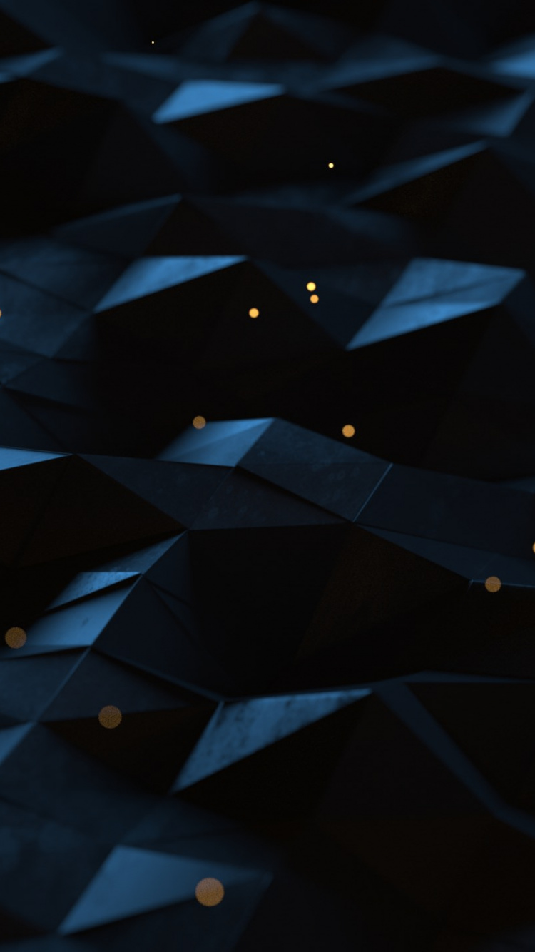 Обои полигон, синий, черный, свет, вода в разрешении 750x1334
