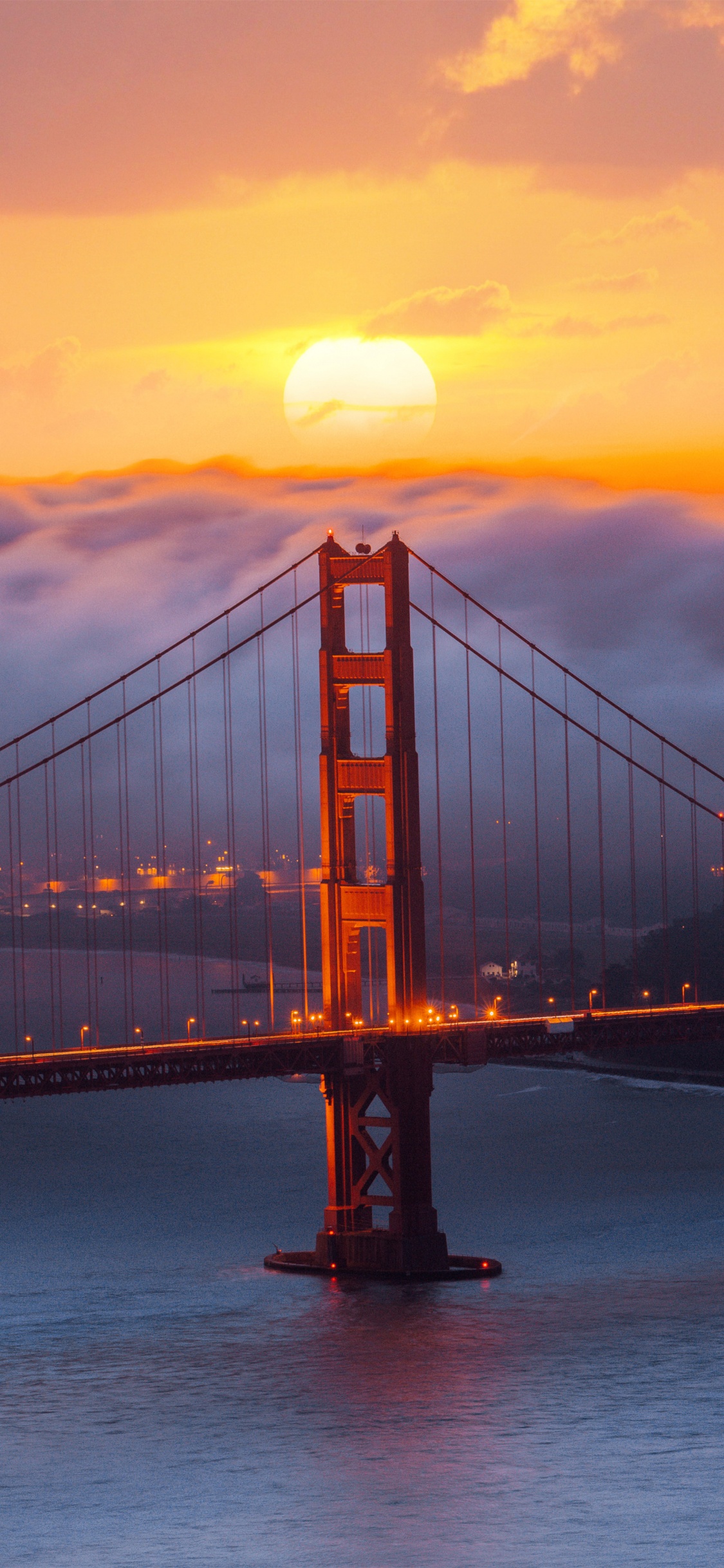 Обои послесвечение, вантовый мост, Гирдерский мост, мост, балочный мост в разрешении 1125x2436