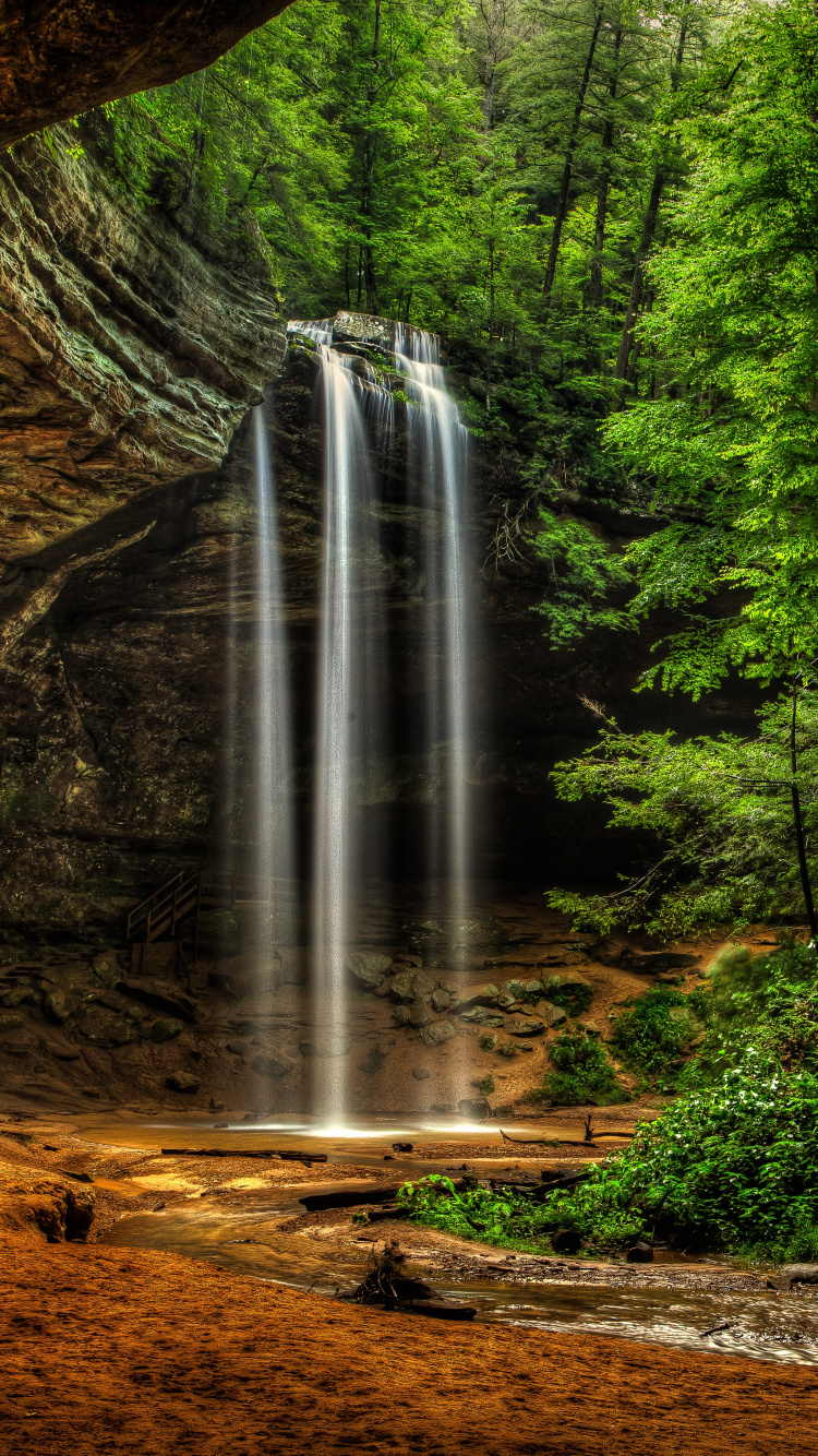 Обои Государственный Парк Хокинг Хиллз, Пещера Ясень, Логан, Хокинг Хиллз, парк в разрешении 750x1334