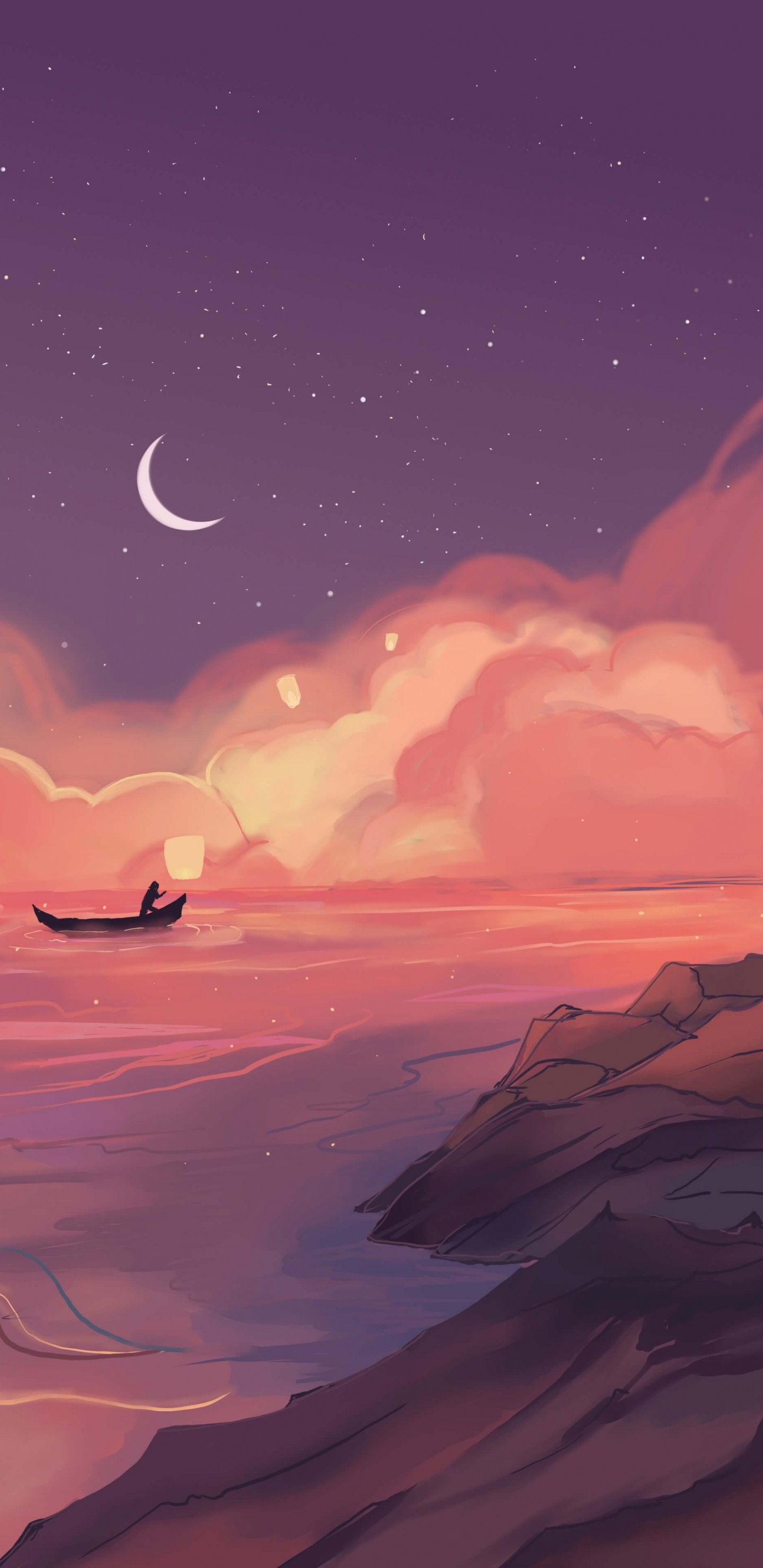 Обои облако, атмосфера, экорегион, послесвечение, свет в разрешении 1440x2960