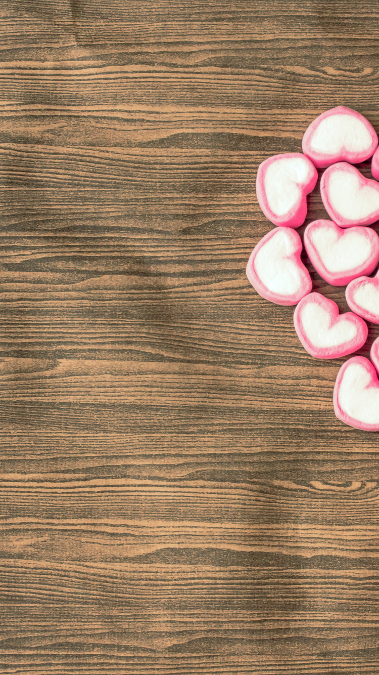 Обои розовый, сердце, любовь, лепесток, щенячья любовь в разрешении 750x1334