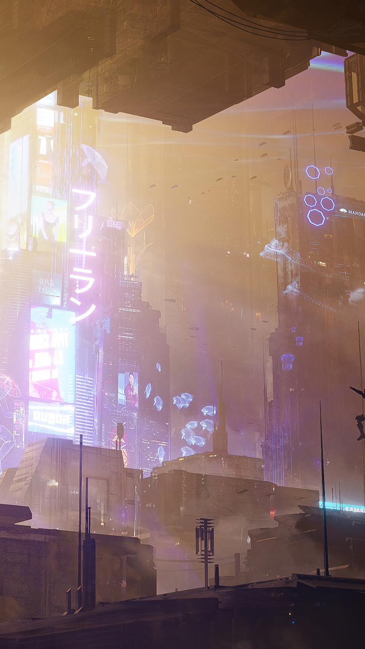 Обои темнота, арт, атмосфера, мир, пурпур в разрешении 750x1334