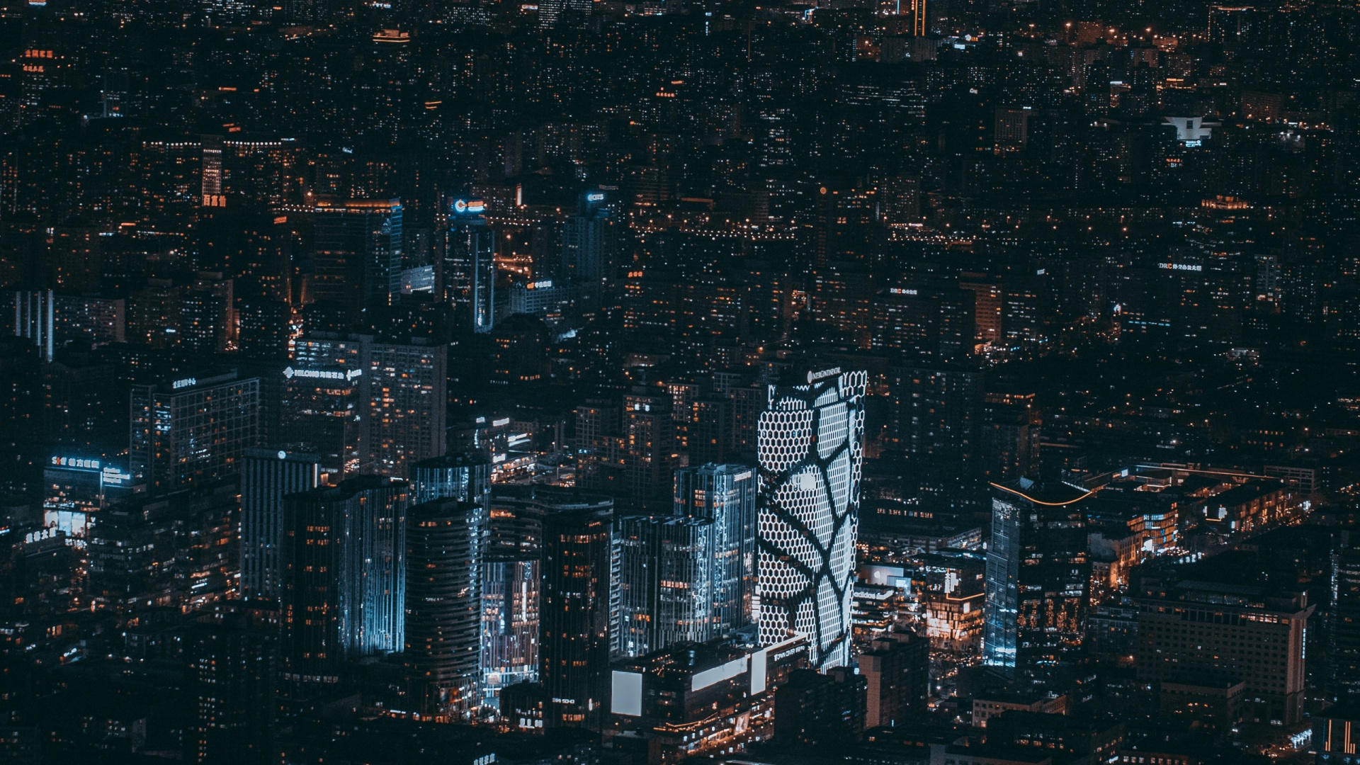 Обои ночь, город, городской пейзаж, метрополия, городской район в разрешении 1920x1080