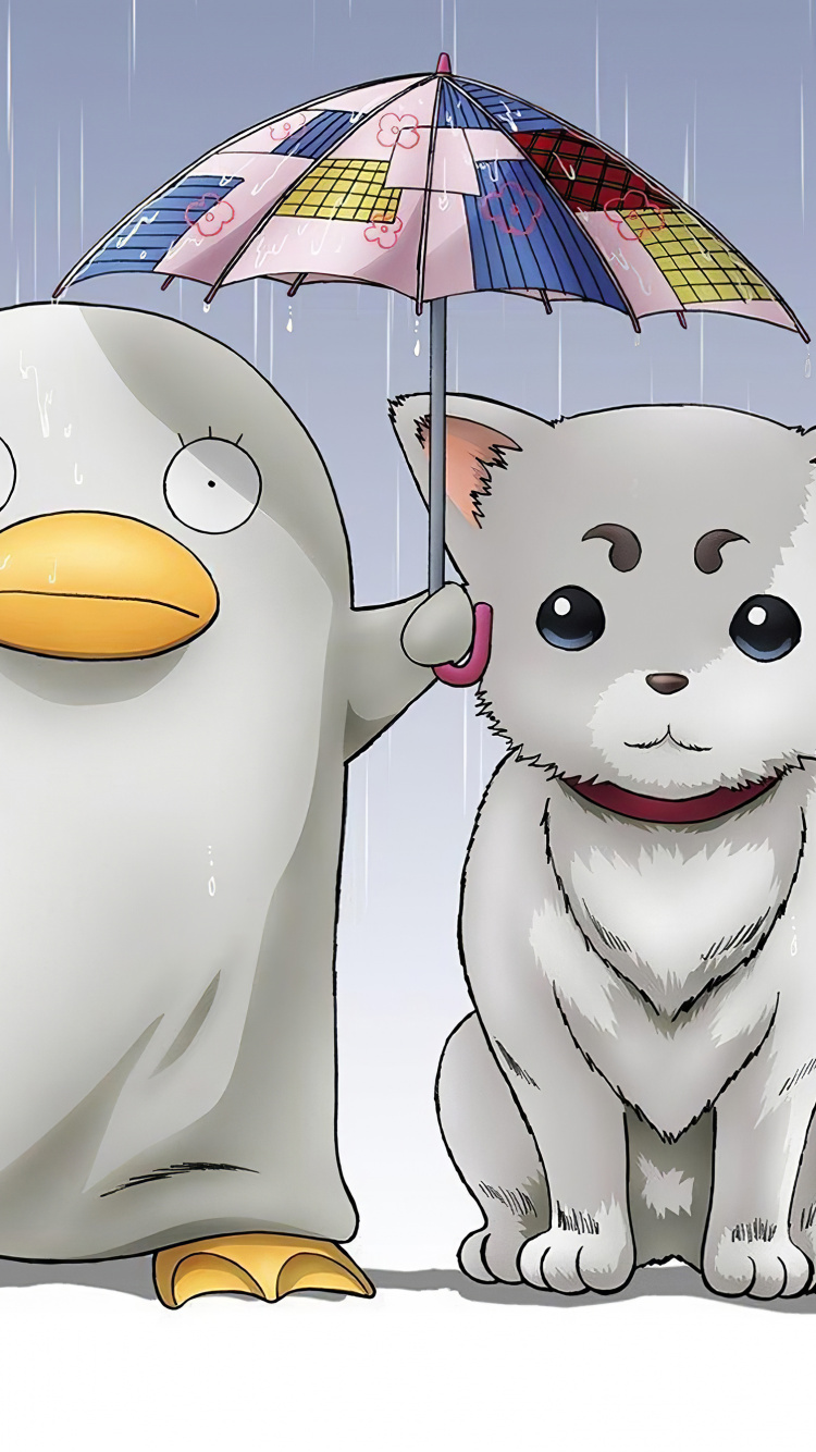 Обои Sadaharu, gintoki саката, кагура, Шинпачи Шимура, Котаро Кацура в разрешении 750x1334