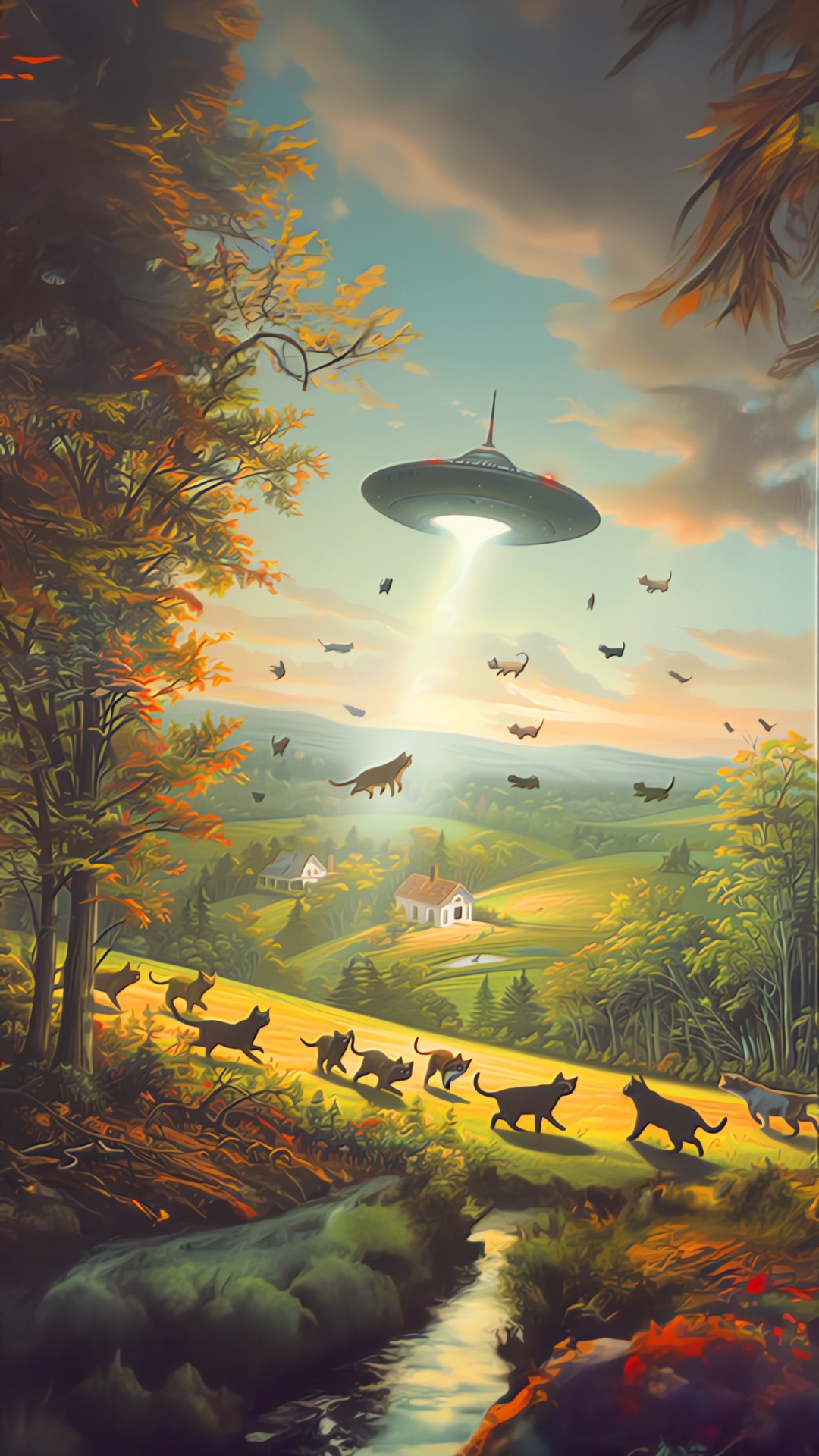 Обои солнечный свет, живопись, рисование, арт, облако в разрешении 1080x1920