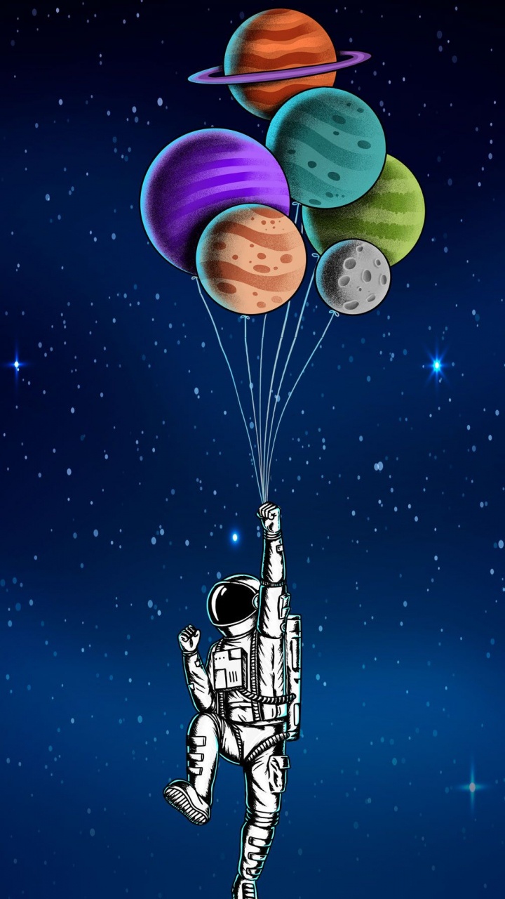 Обои смартфон, воздушный шарик, синий, человек, жест в разрешении 720x1280