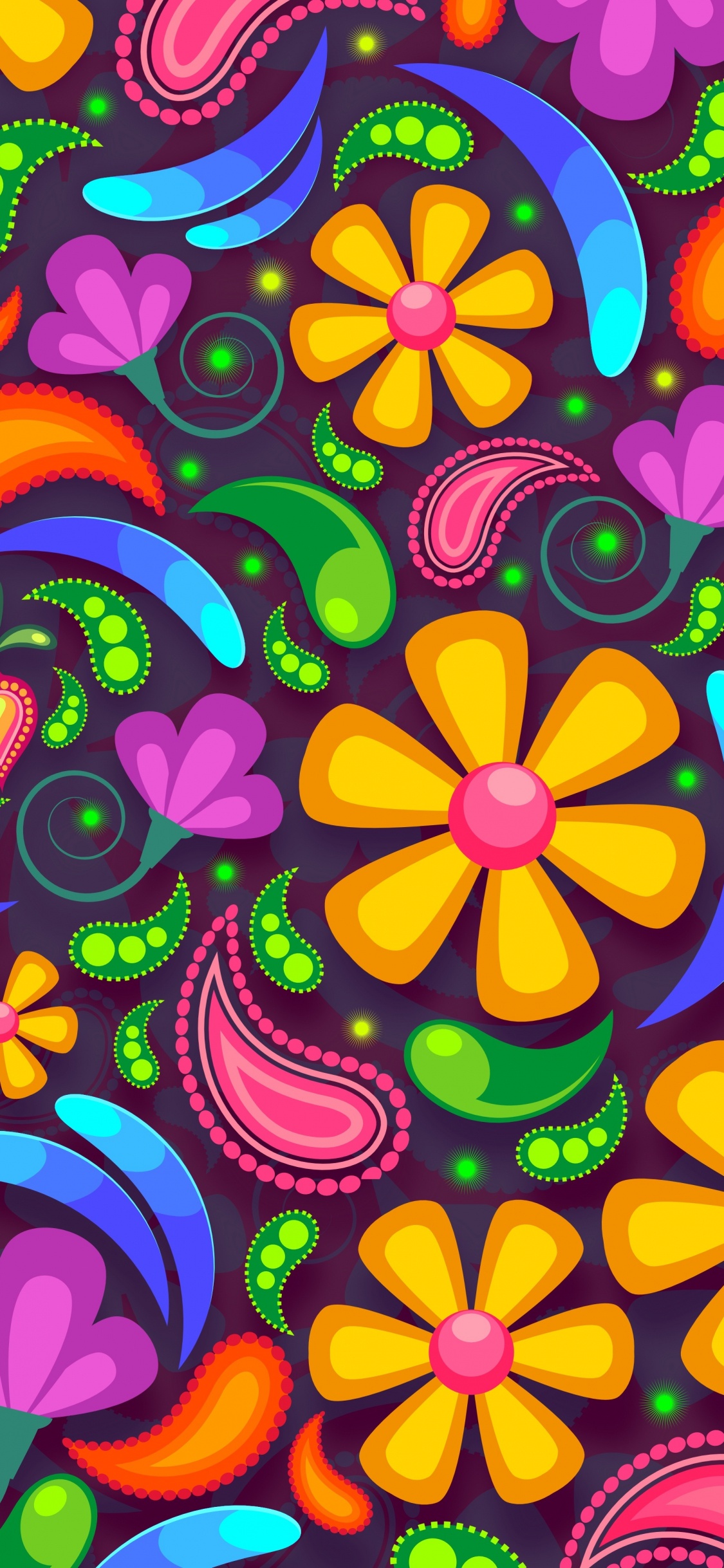 Обои цветок, дизайн, психоделическое искусство, узор, арт в разрешении 1125x2436