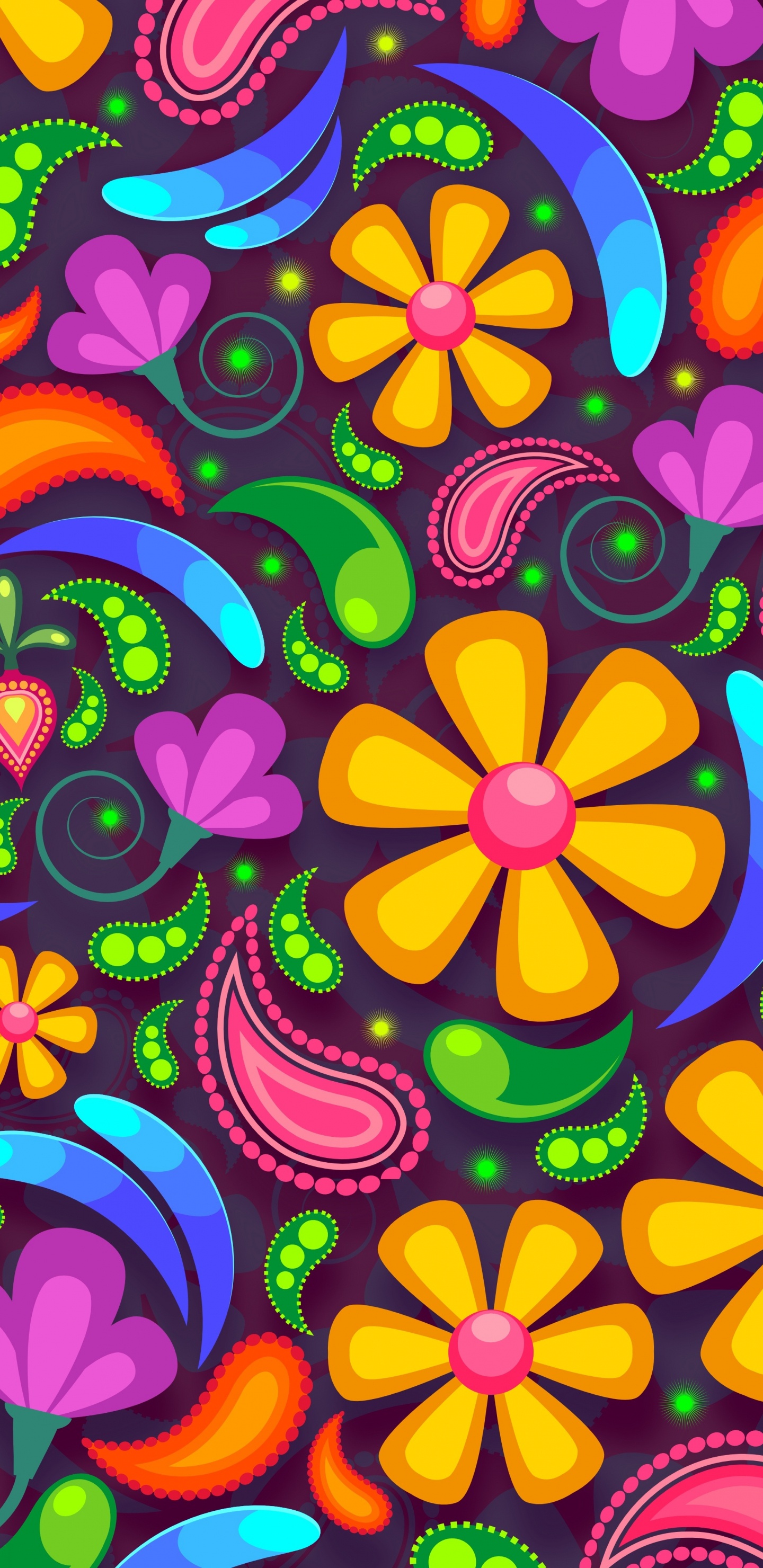 Обои цветок, дизайн, психоделическое искусство, узор, арт в разрешении 1440x2960