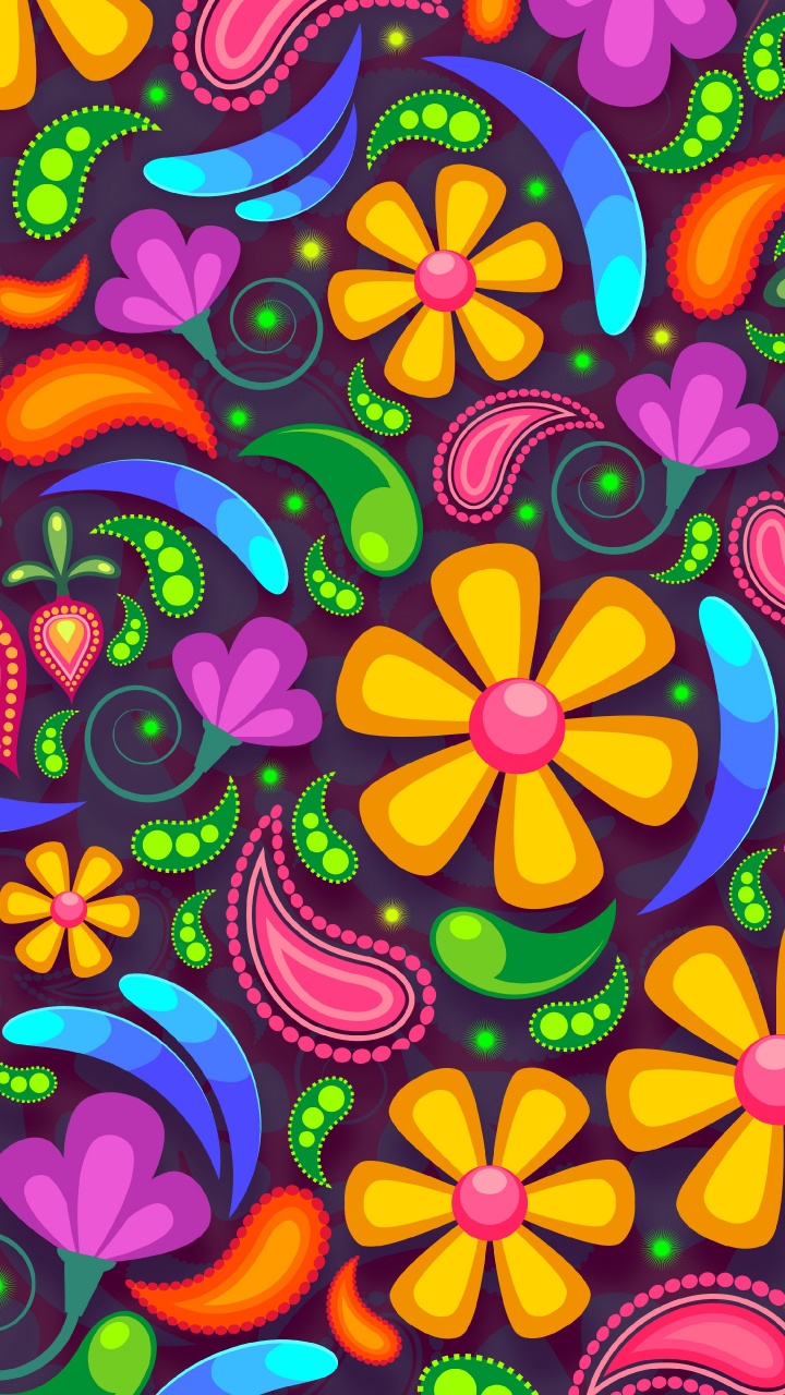 Обои цветок, дизайн, психоделическое искусство, узор, арт в разрешении 720x1280