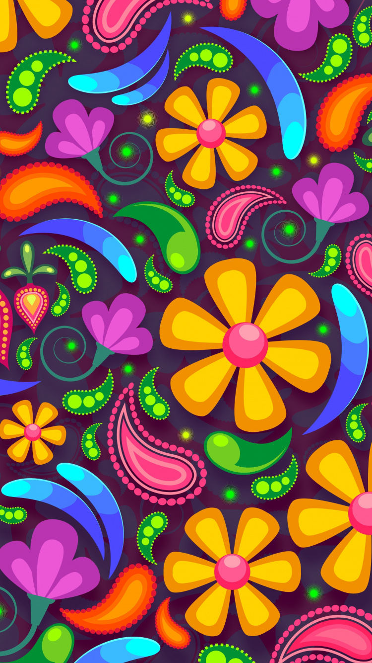 Обои цветок, дизайн, психоделическое искусство, узор, арт в разрешении 750x1334