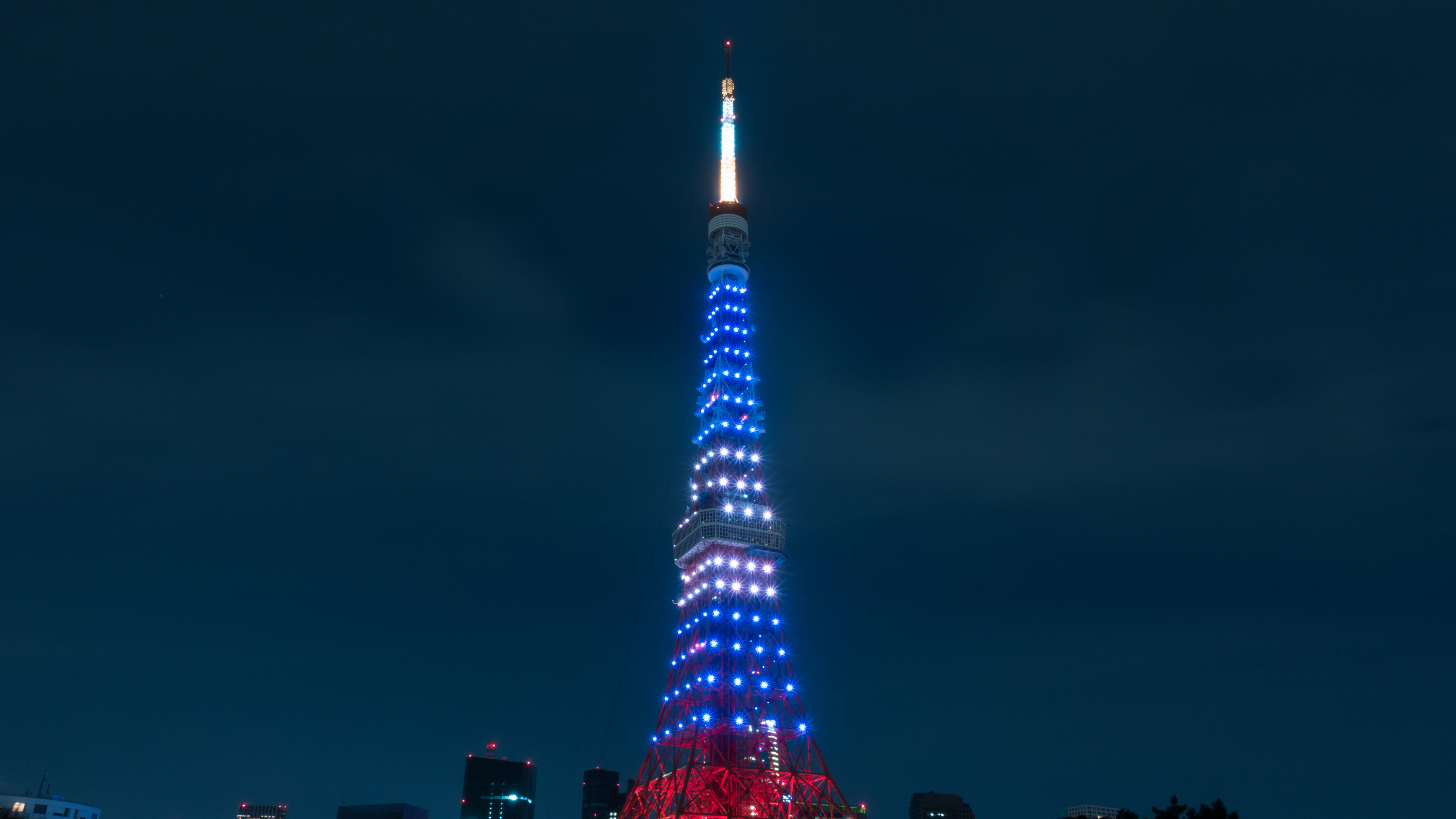 Обои токийская башня, вышка, ориентир, ночь, город в разрешении 3840x2160