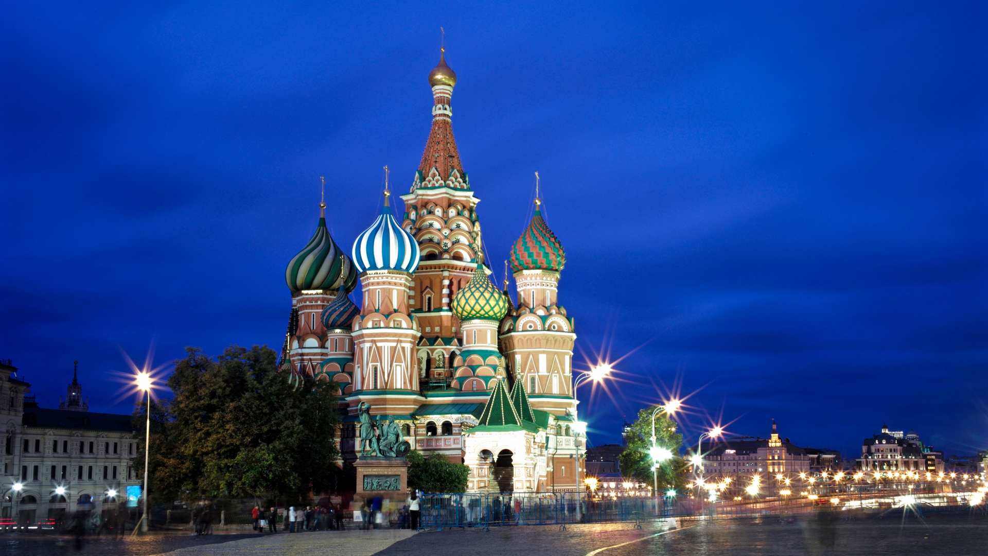 Обои собор Василия Блаженного, собор, ориентир, ночь, город в разрешении 1920x1080