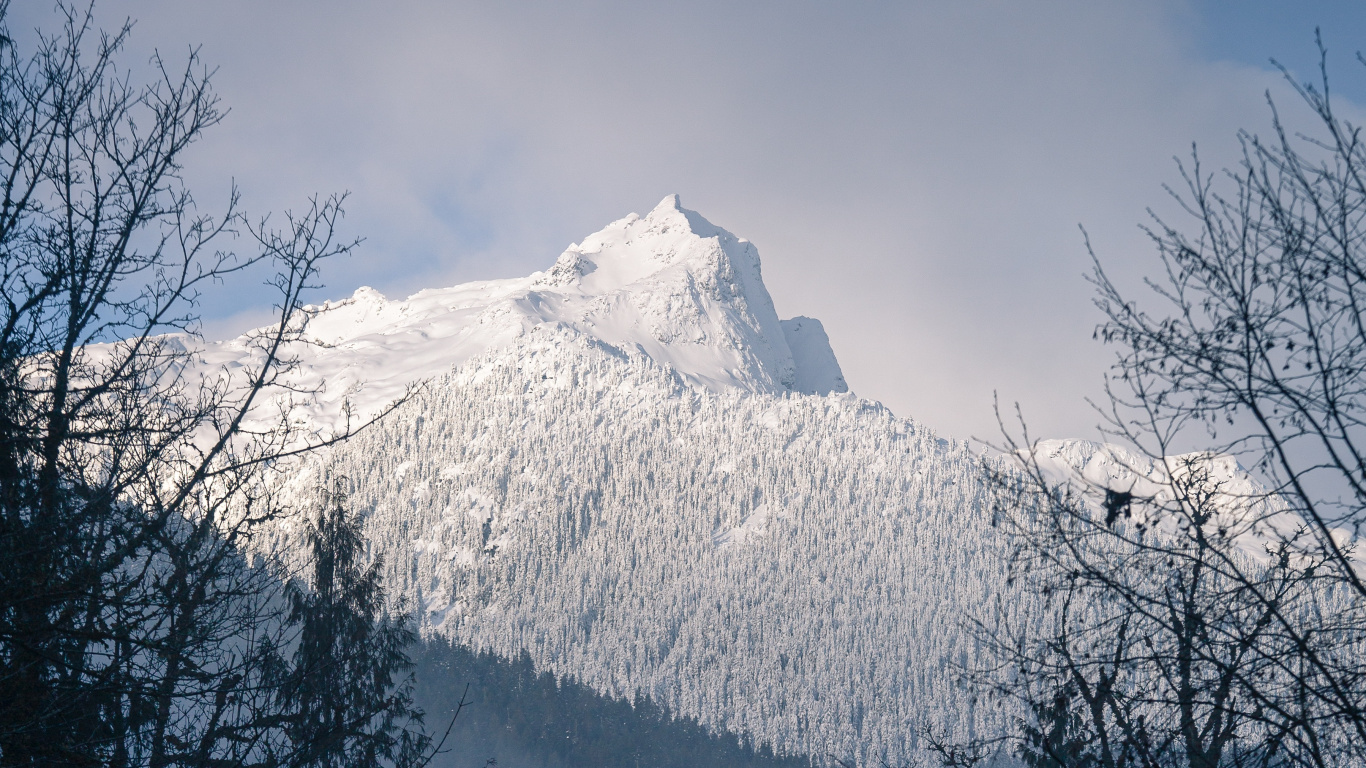 Обои солнечный свет, снег, гора, горный рельеф, пейзажи гор в разрешении 1366x768